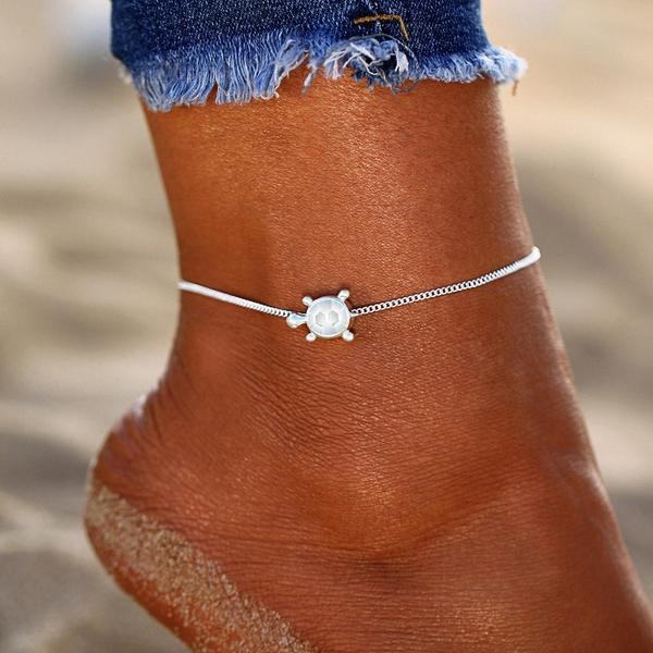 Silver sea turtle on sale anklet