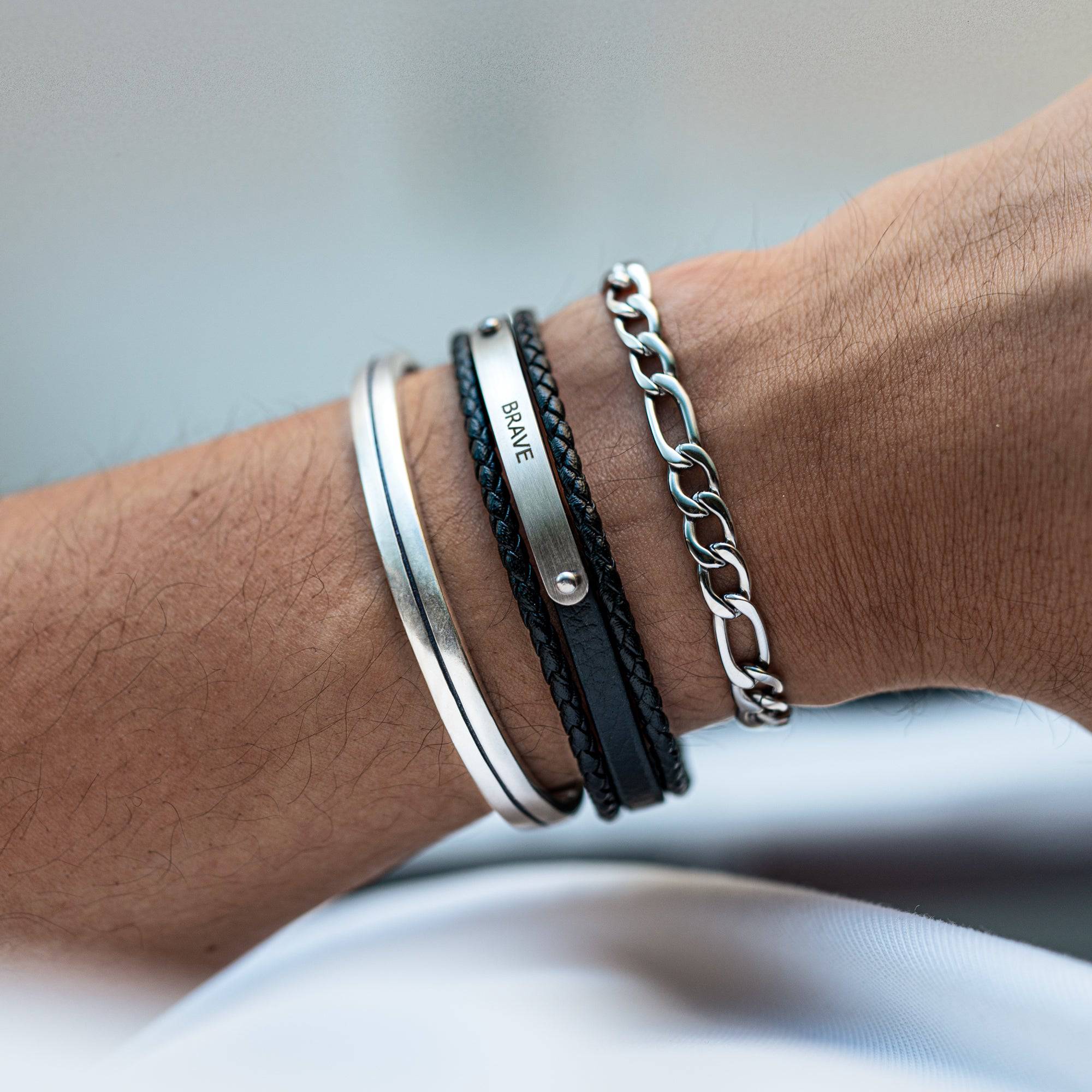 "Rebel" BRAVE Men's Bracelet ~ Customizable Text - SophiaJewels