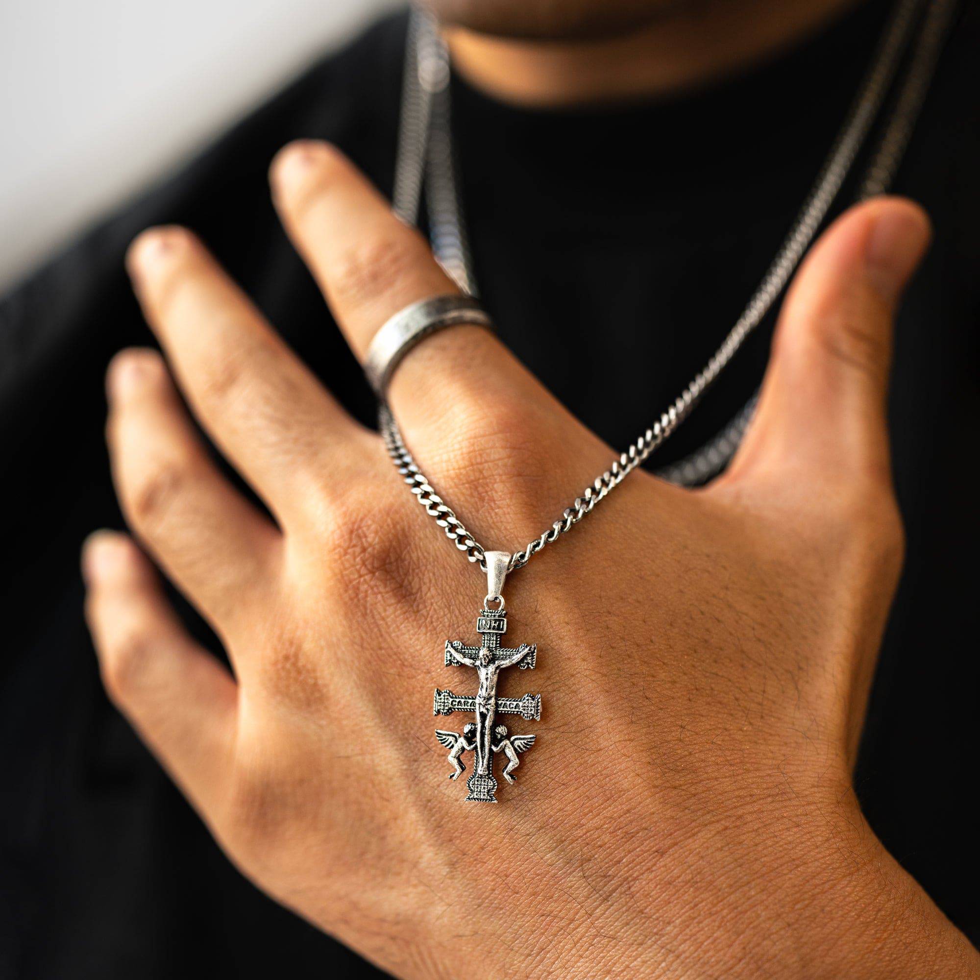 "Caravaca Cross" BRAVE Men's Necklace - SophiaJewels