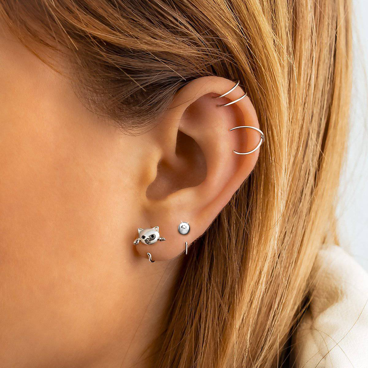 Half Ring Ball Earrings - SophiaJewels