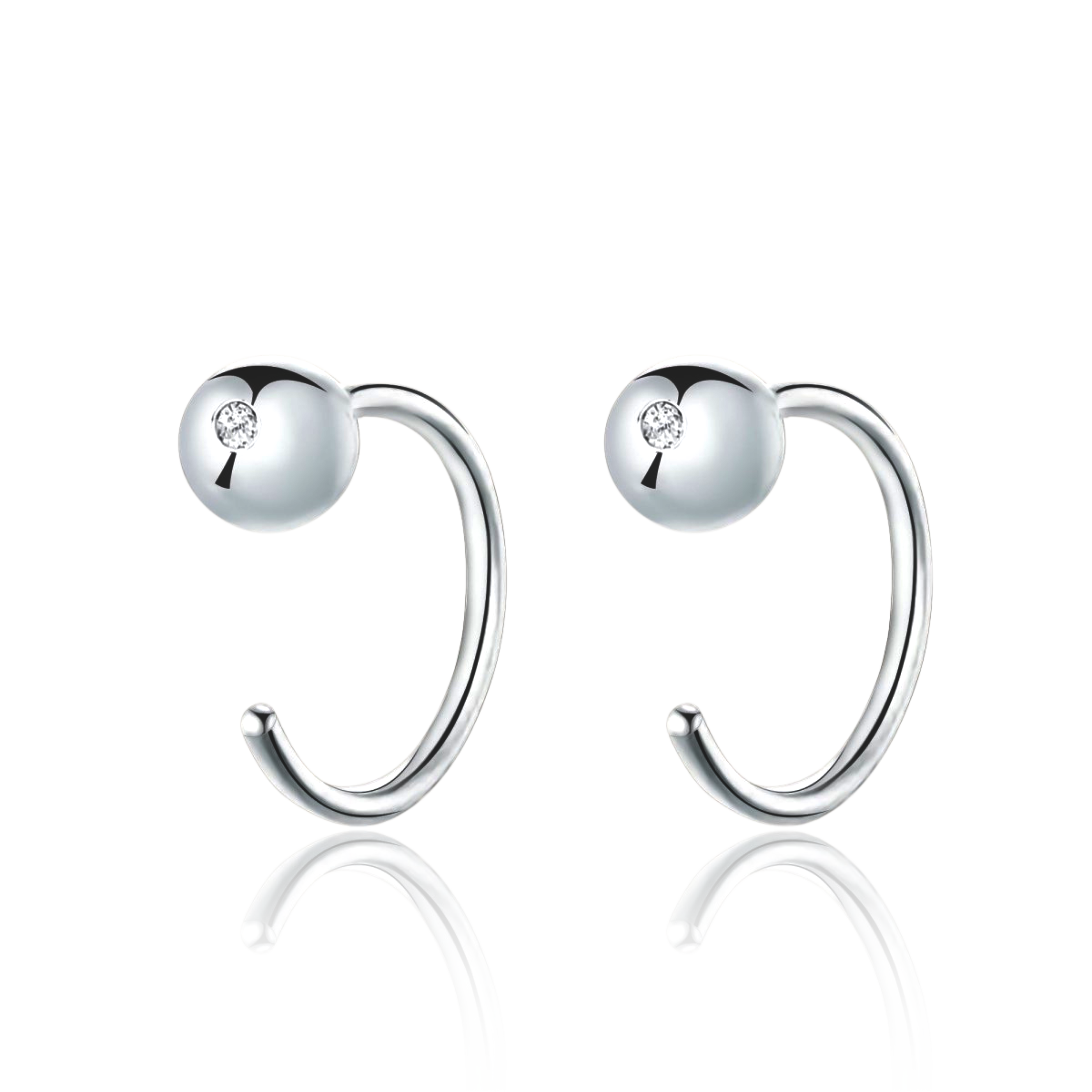 Half Ring Ball Earrings - SophiaJewels