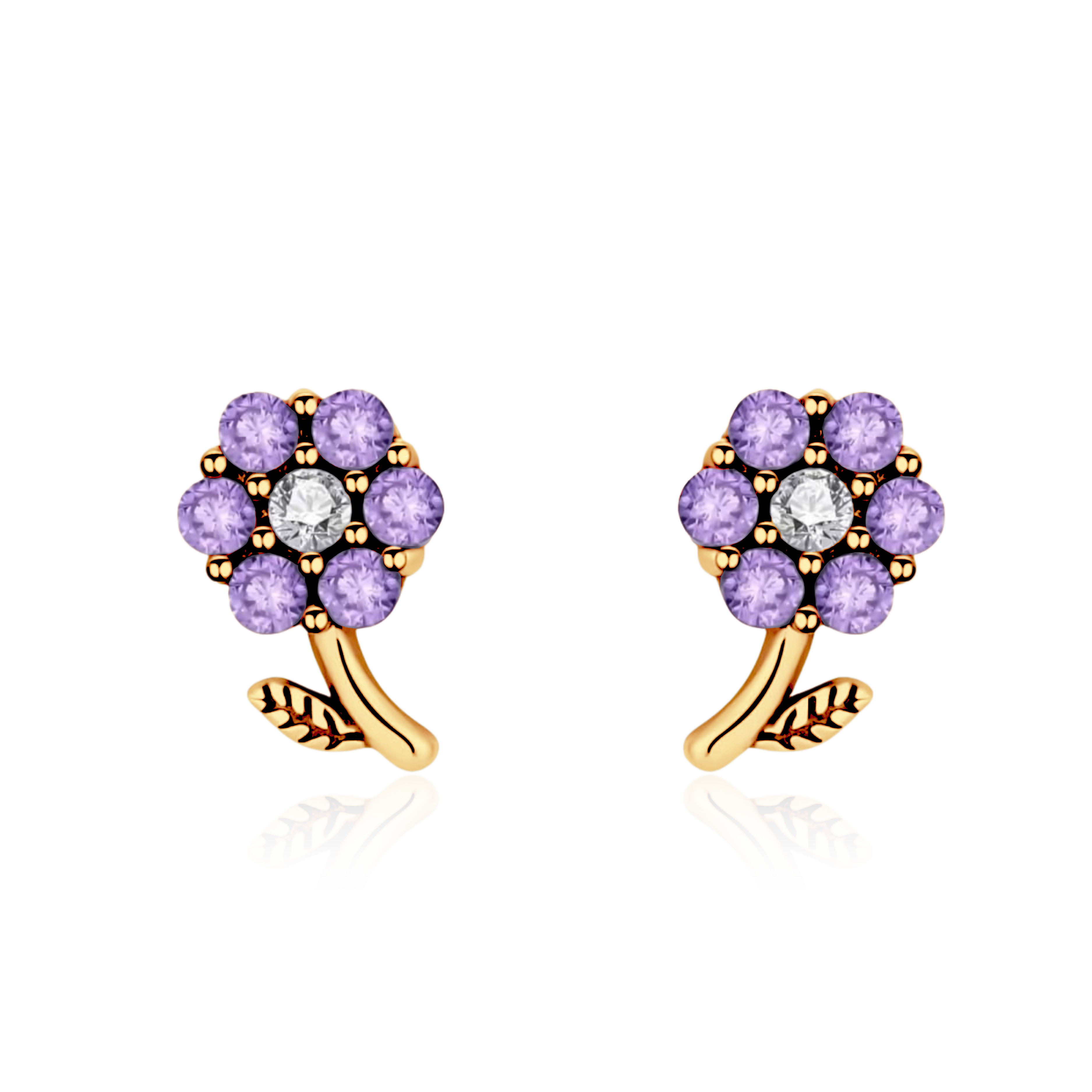 Violet Flower Earrings