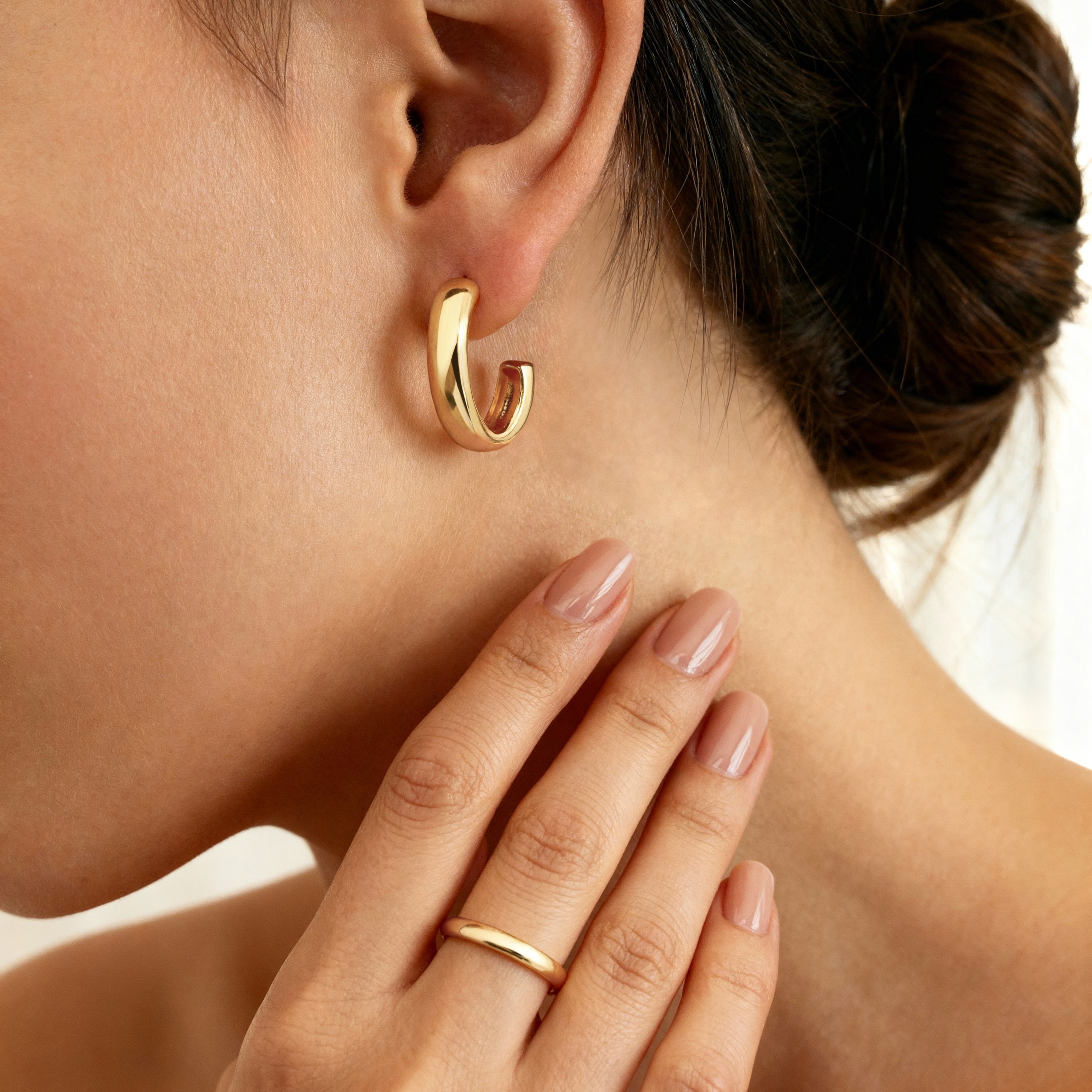 Half Ring J Hoop Earrings - SophiaJewels