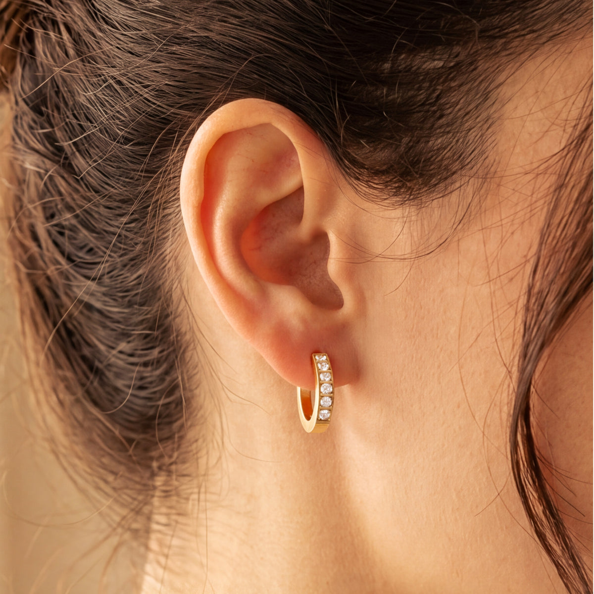 White Zirconia Hoop Earrings