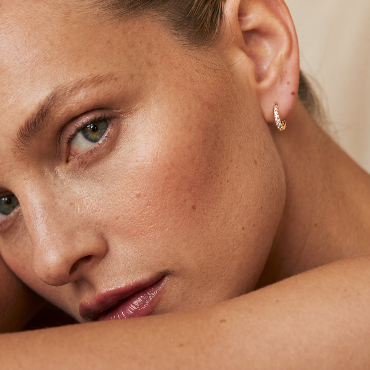White Sparkle Hoop Earrings