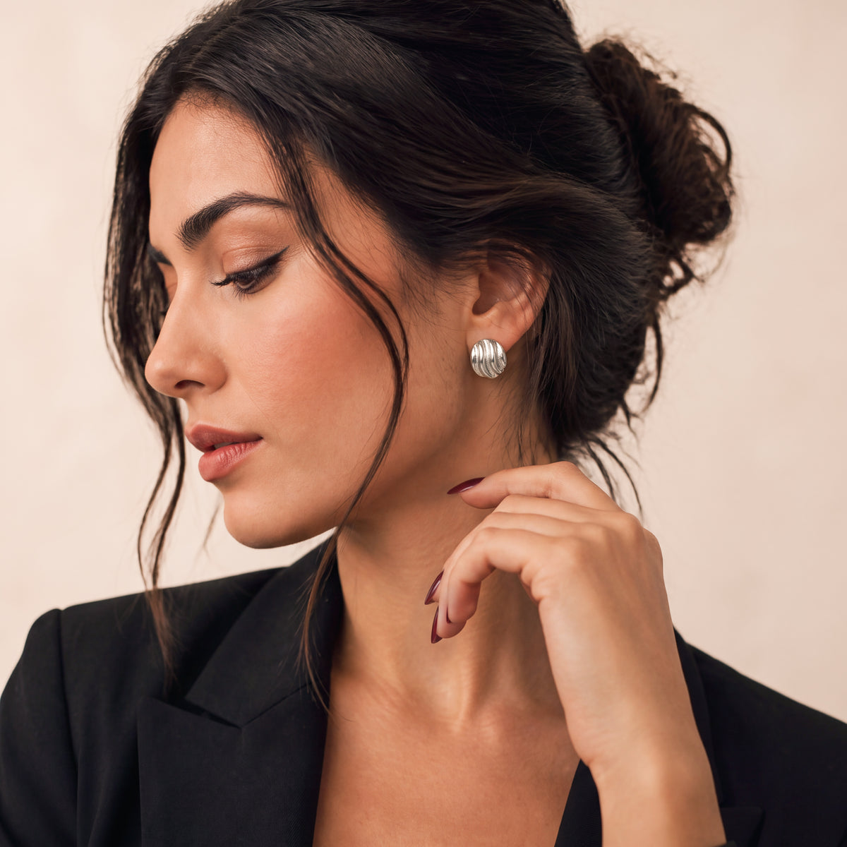 Round Button Earrings