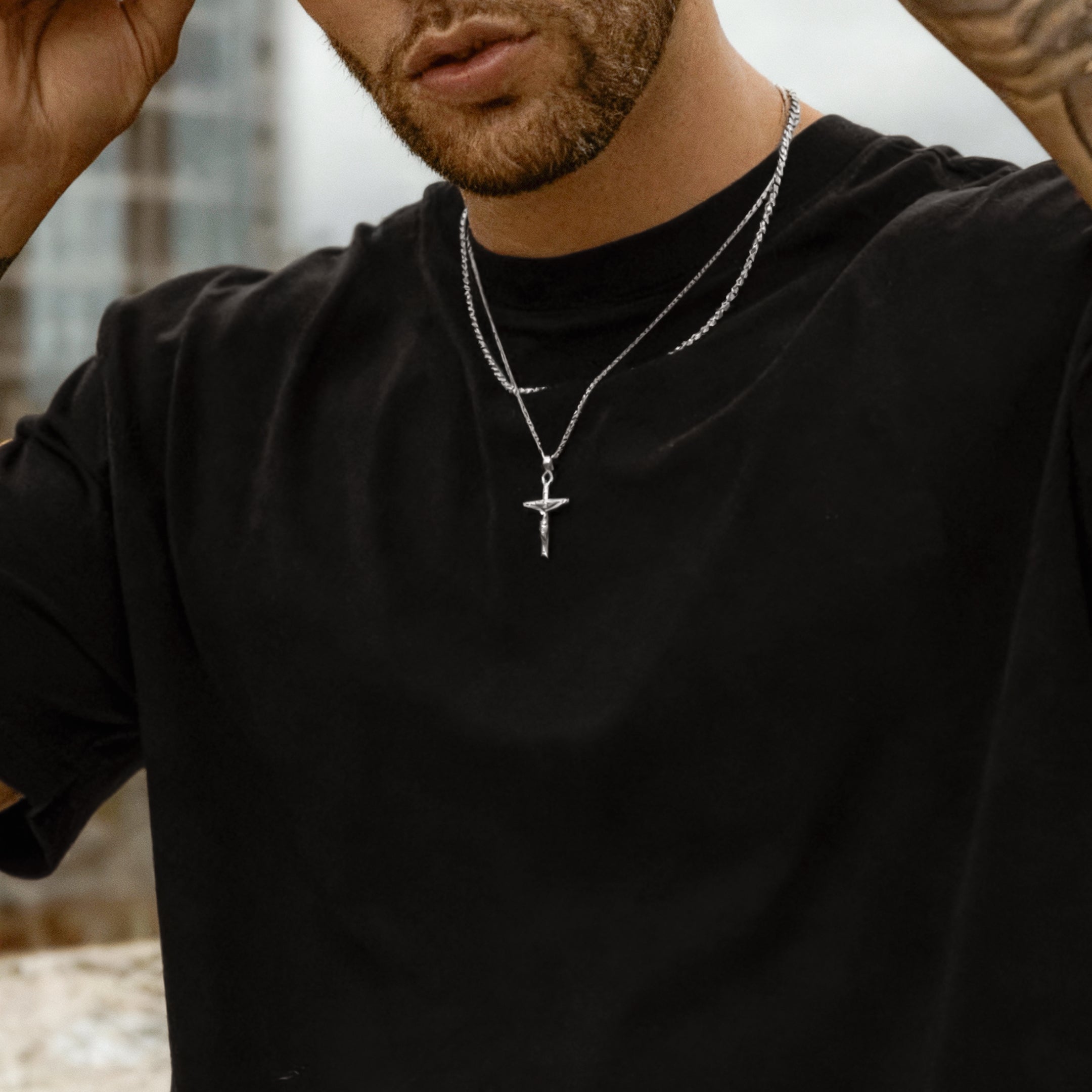 Jesus Christ Cross BRAVE Men's Necklace - SophiaJewels