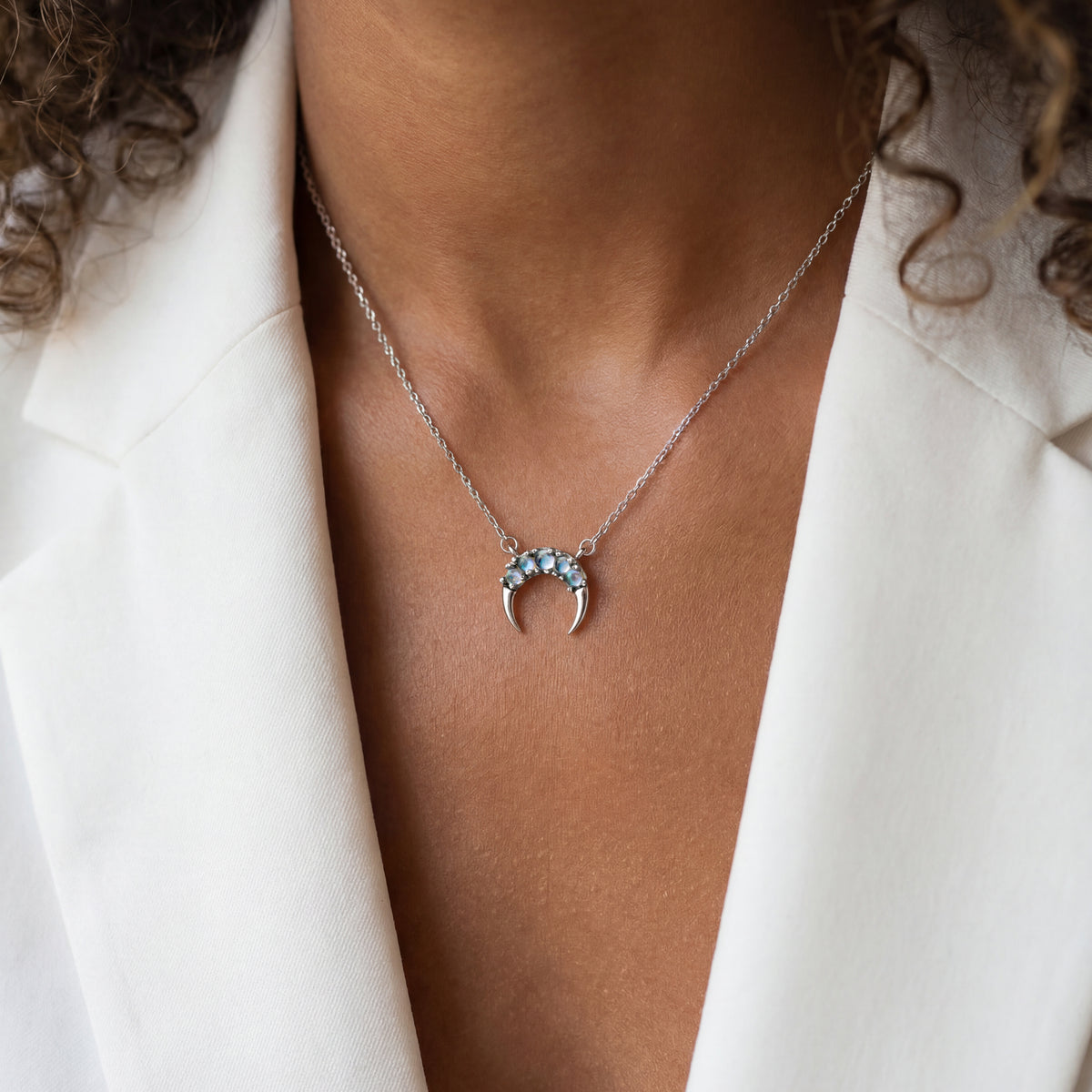 Crystal Crescent Necklace