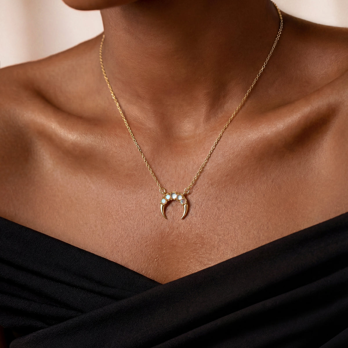 Crystal Crescent Necklace