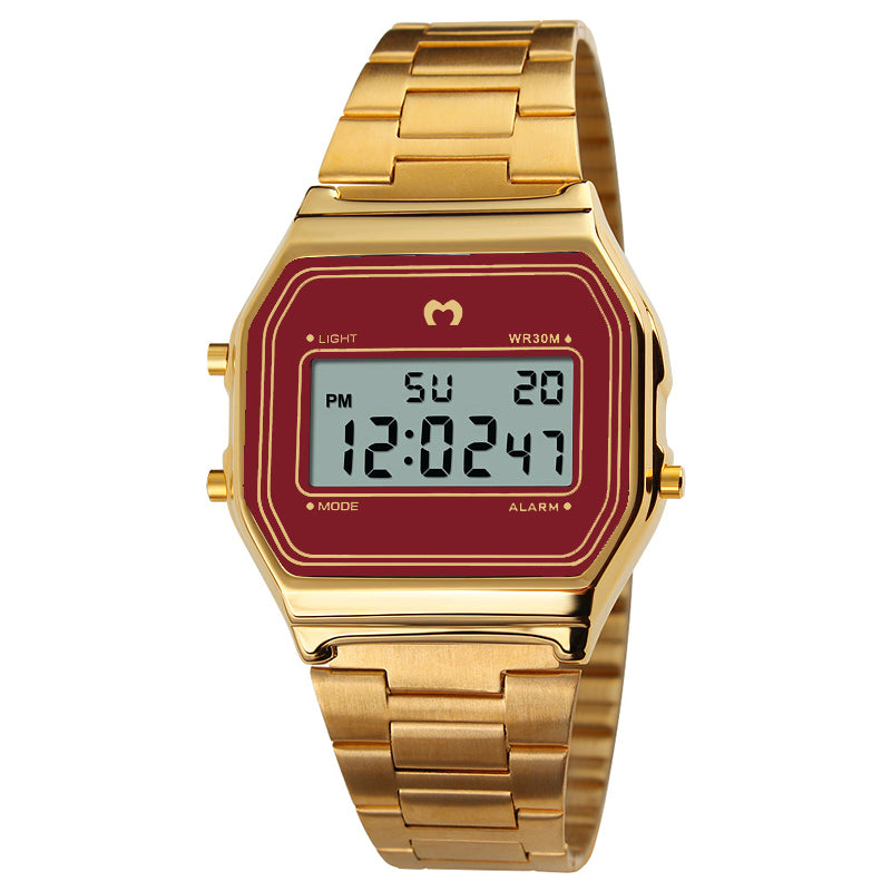 Vintage Digital Watch ~ Gold-Red