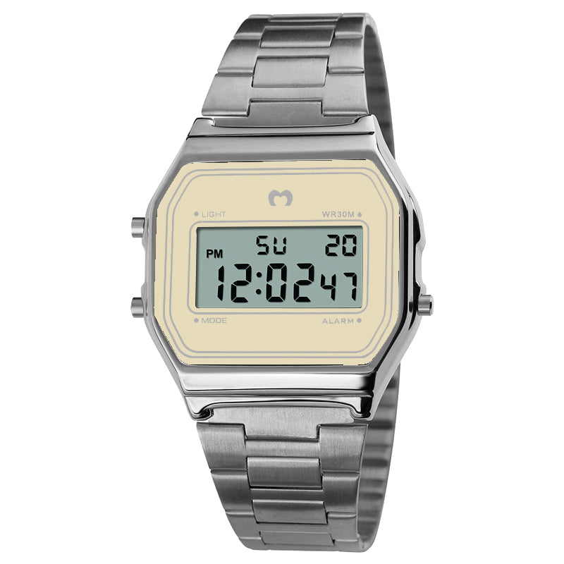 Vintage Digital Watch ~ Silver-Beige