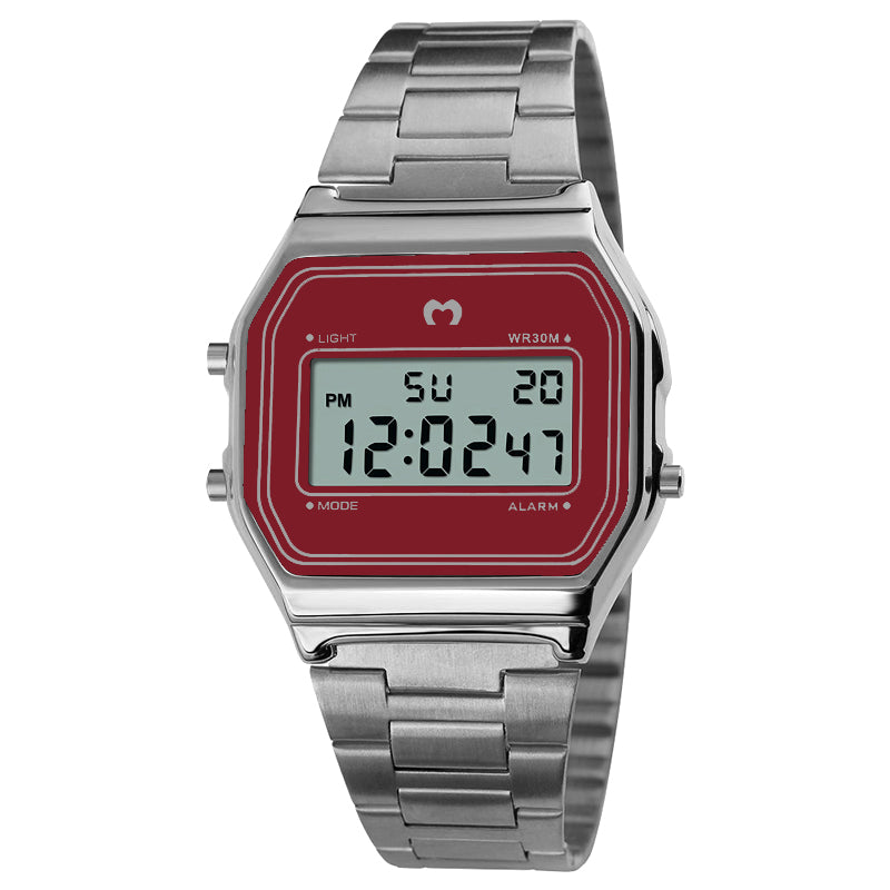 Vintage Digital Watch ~ Silver-Red