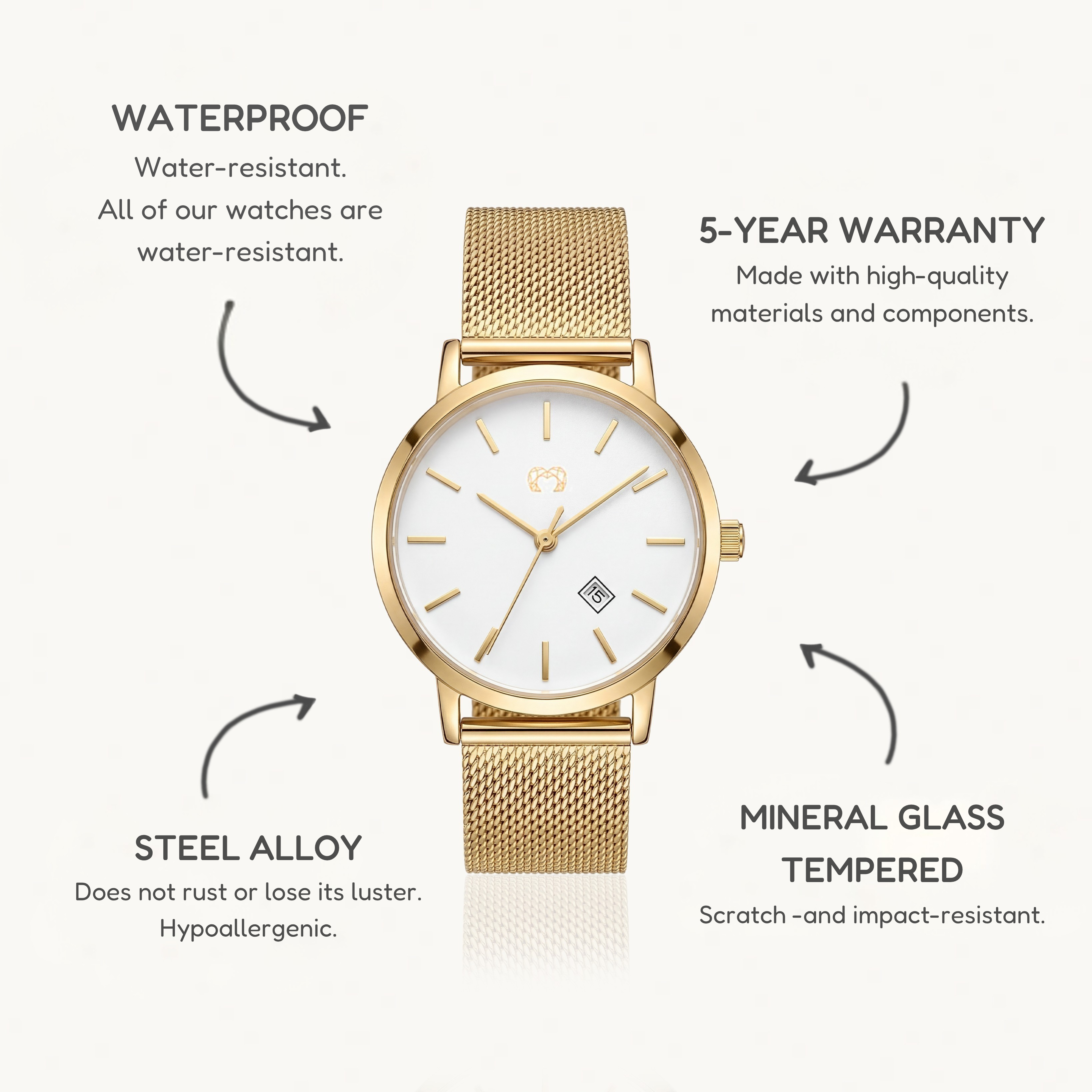 Sophia Jewels Watch ~ GoldWhite