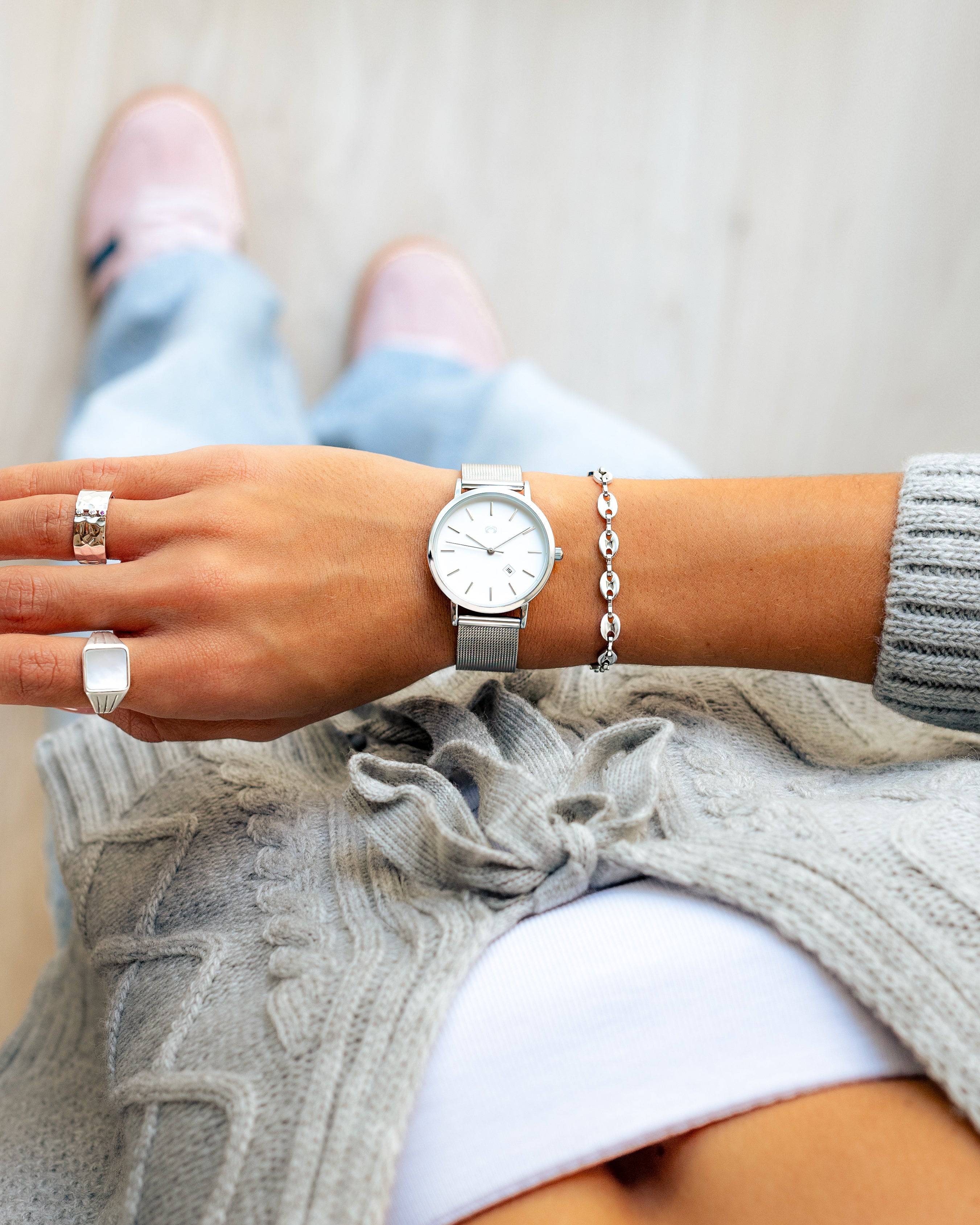 Sophia Jewels Watch ~ SilverWhite - SophiaJewels