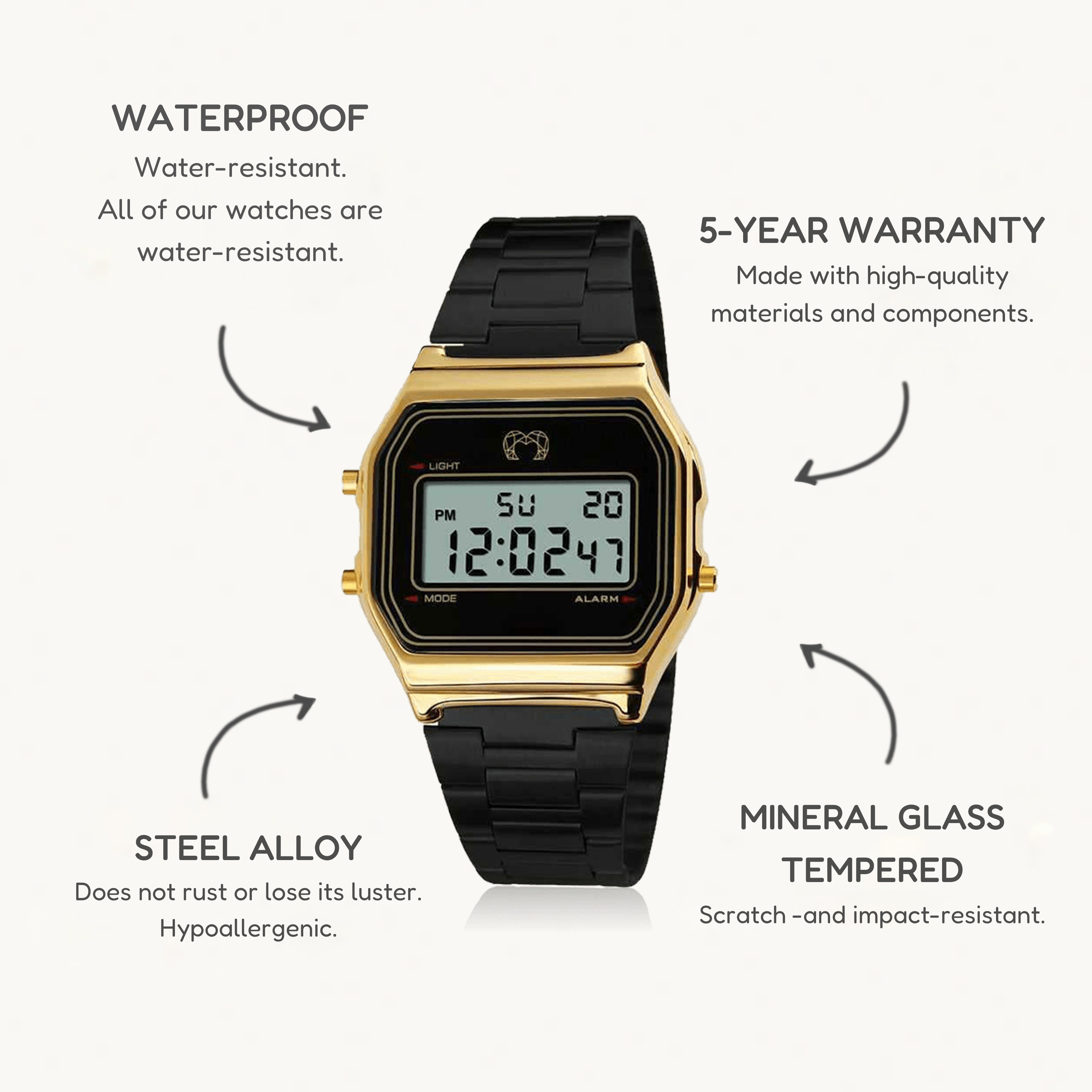Vintage Digital Watch ~ BlackGold