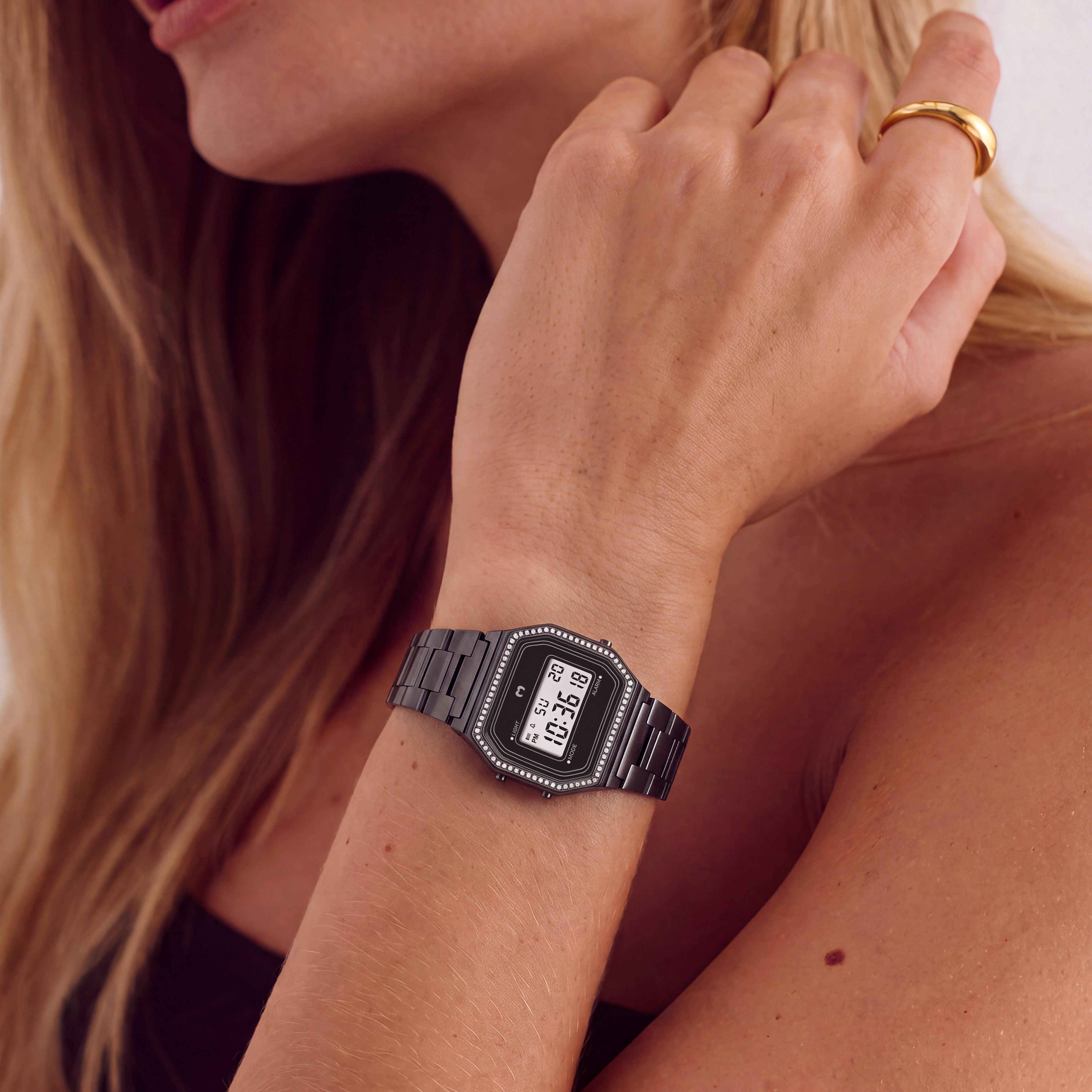 Vintage Glitter Digital Watch ~ Black