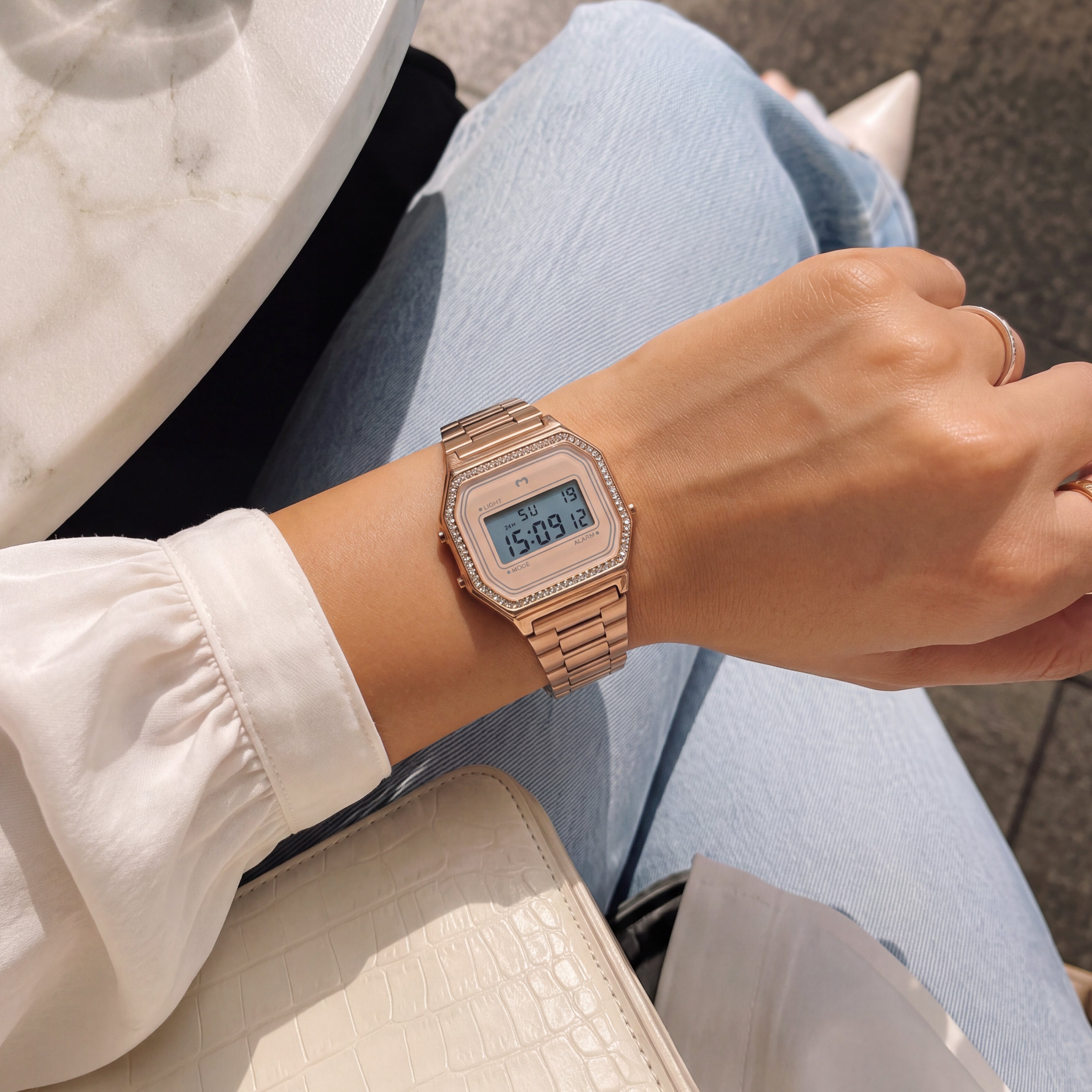 Vintage Glitter Digital Watch ~ Rose Gold