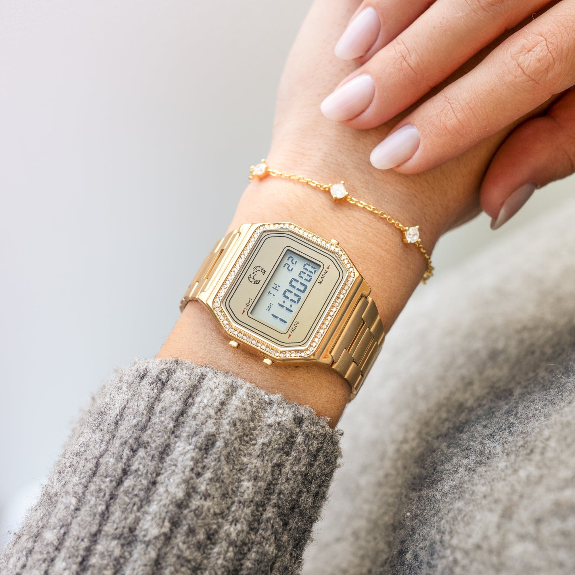 "Vintage Glitter" Digital Watch ~ Gold - SophiaJewels