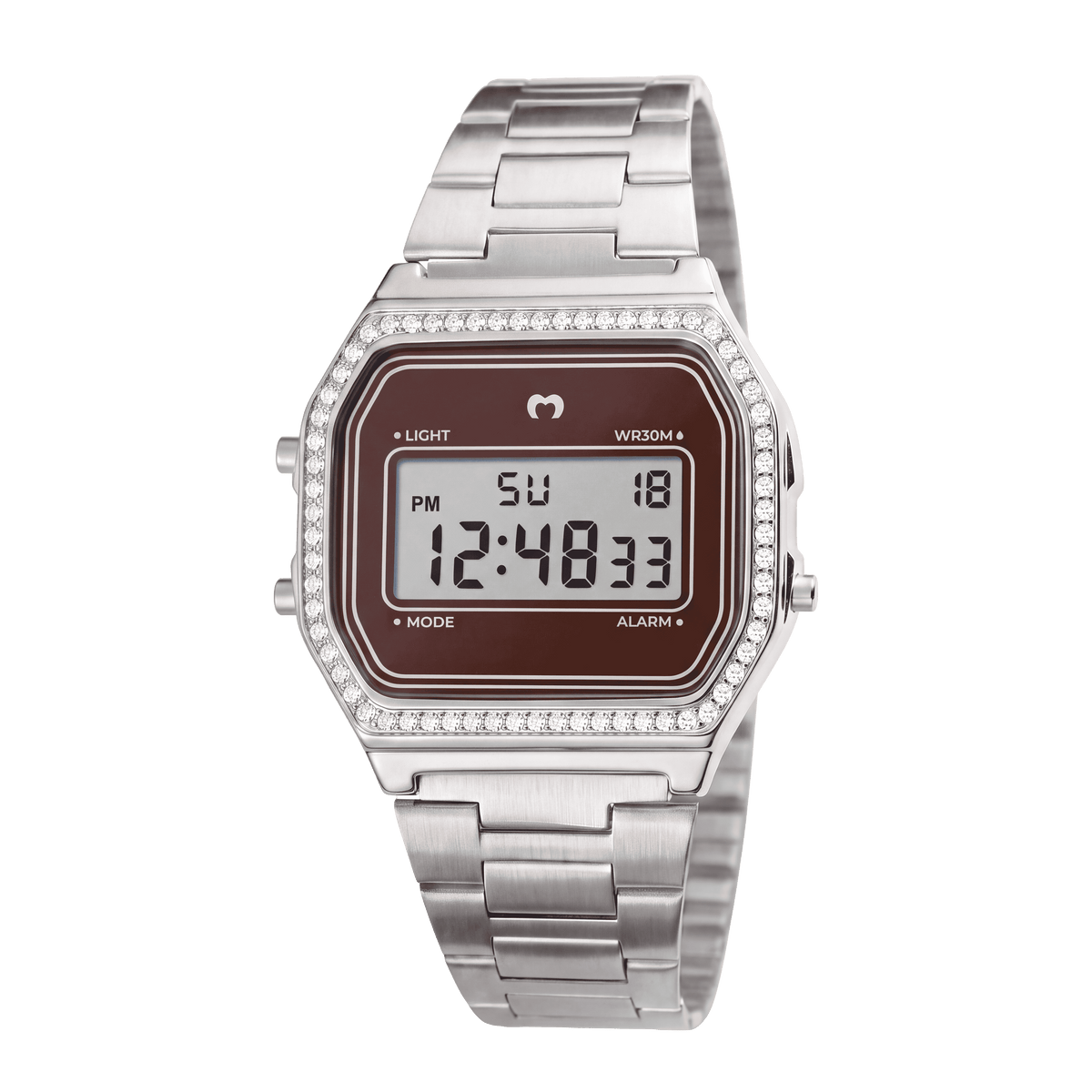 Vintage Glitter Digital Watch ~ Silver-Cocoa