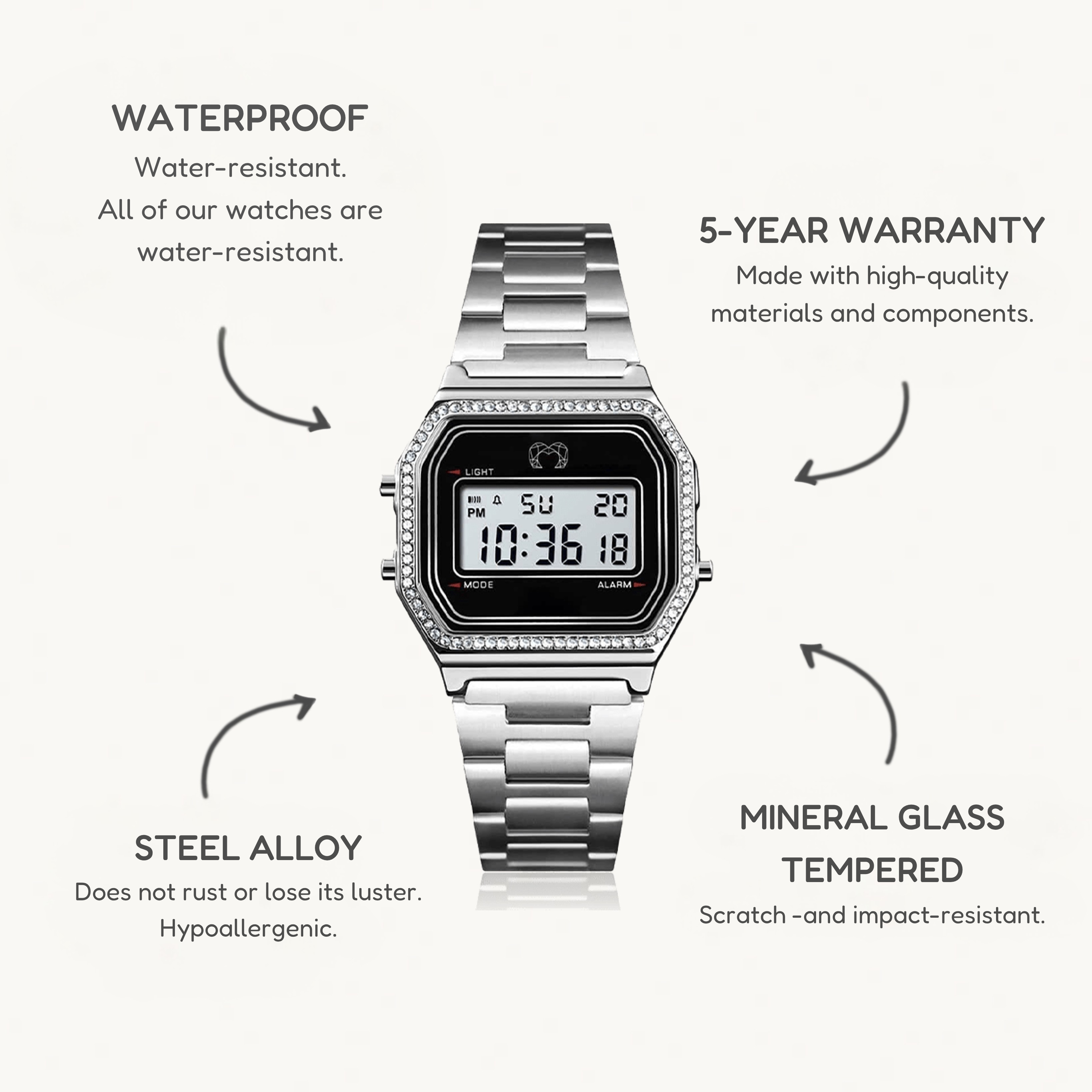 Vintage Glitter Digital Watch ~ Silver