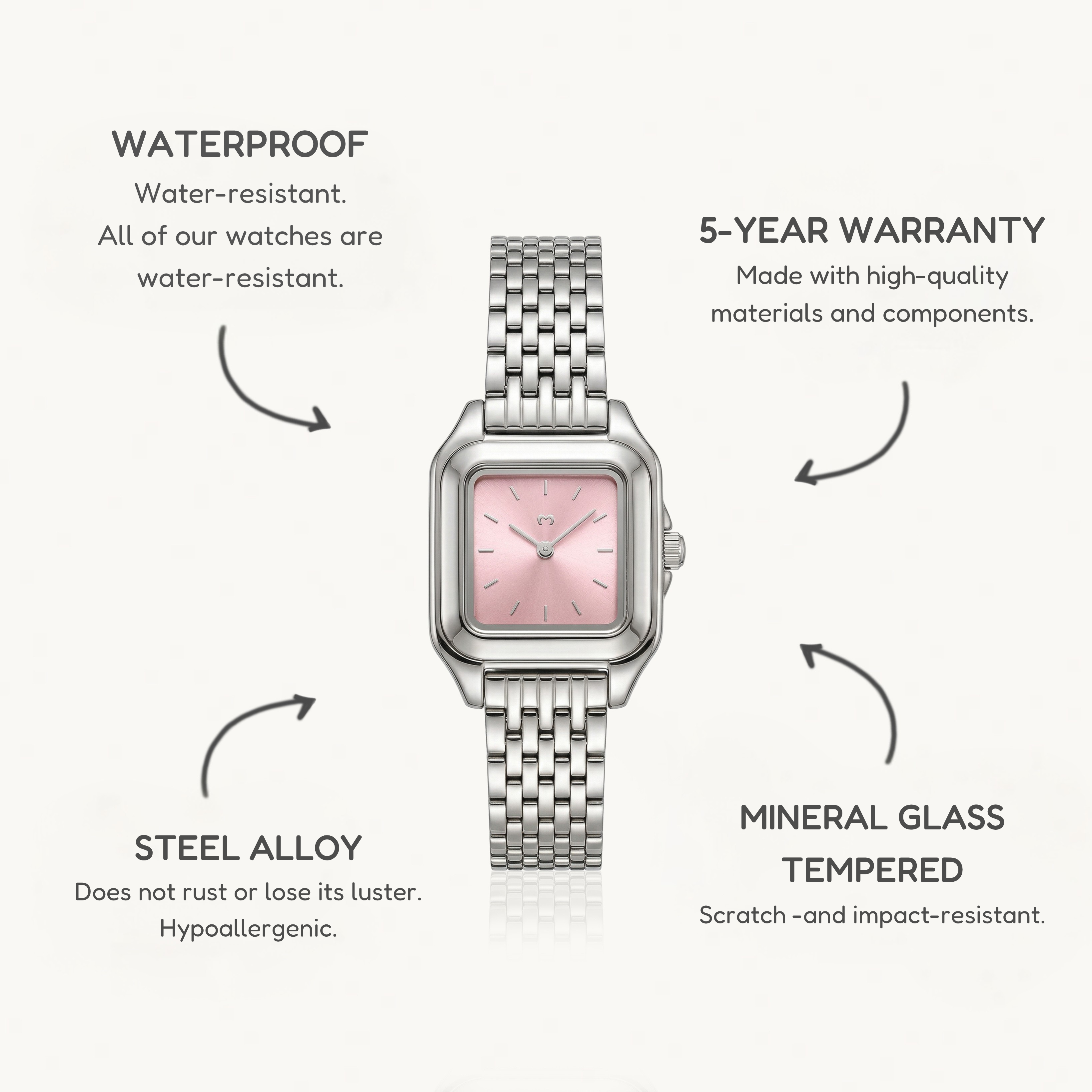 Hampton Watch ~ Silver-Pink