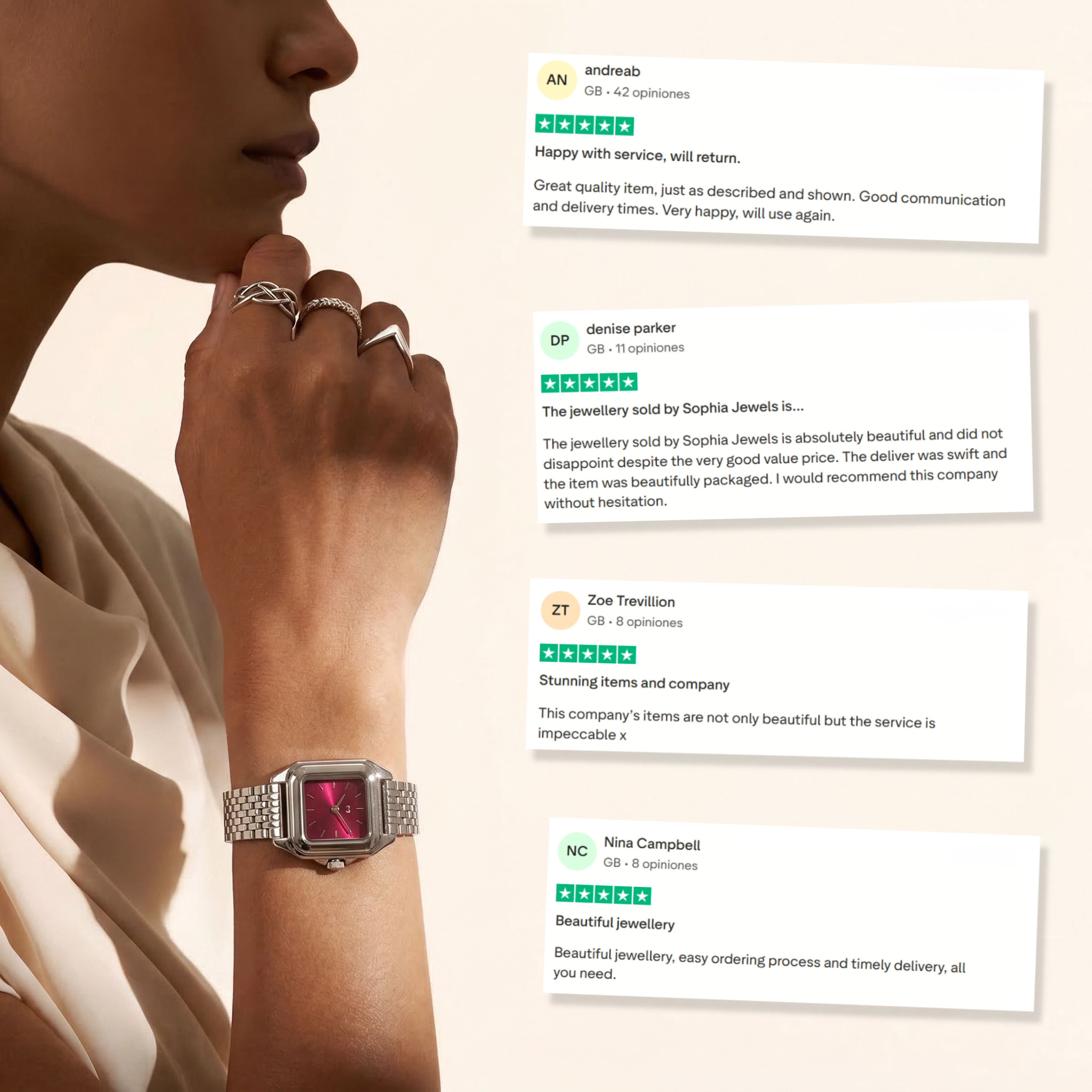 Hampton Watch ~ Silver-Garnet