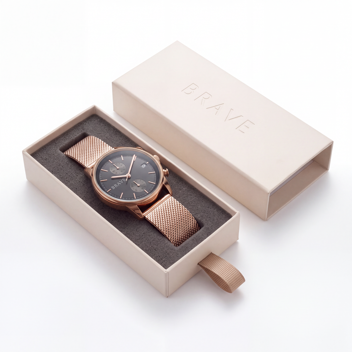 Atlantis ~ Rose Gold-Black Watch BRAVE