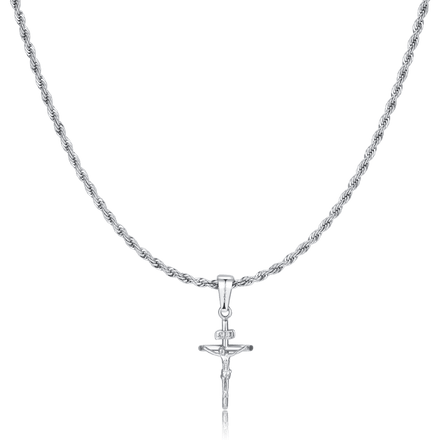 Corpus Cross BRAVE Men's Necklace in Silver finish