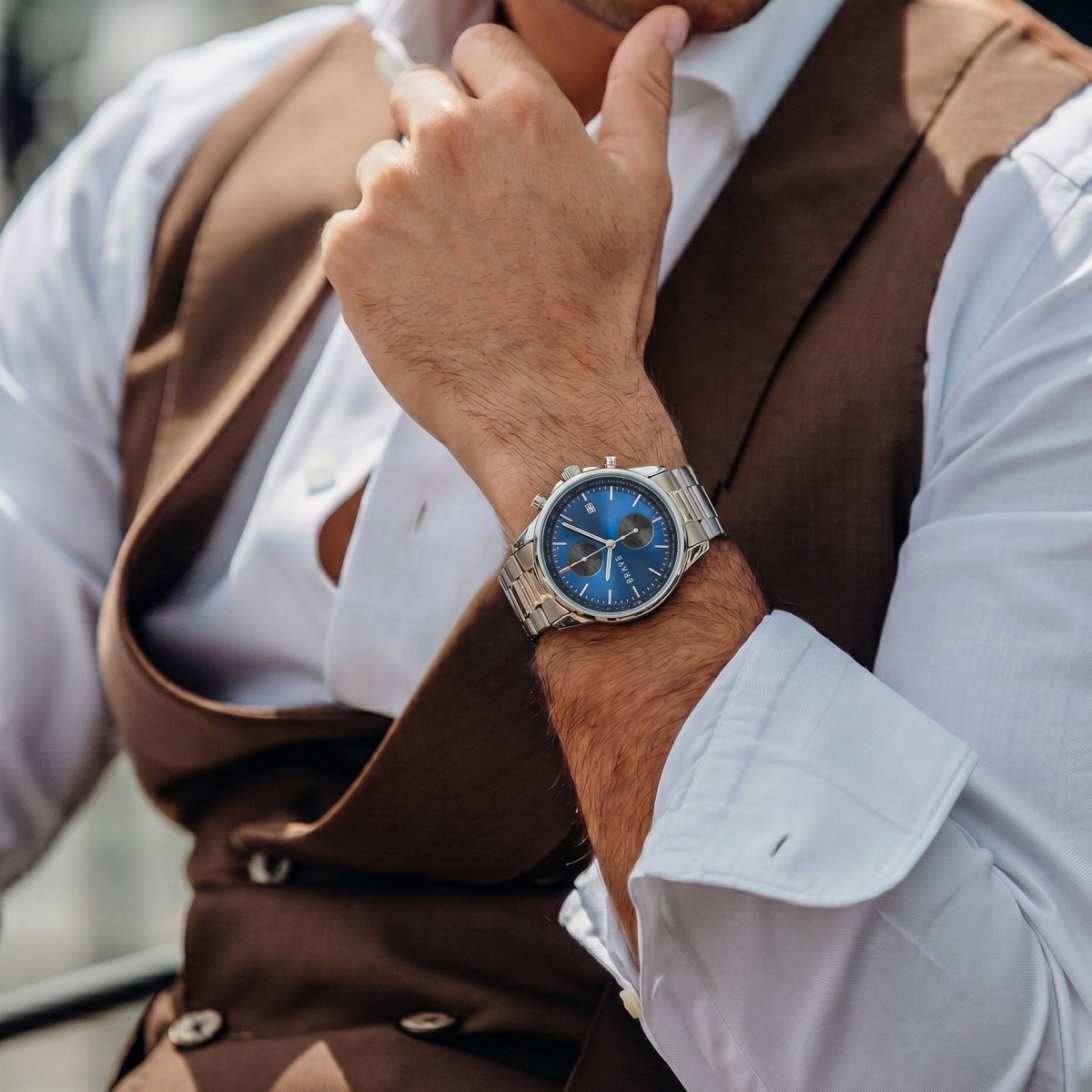 Monarch ~ Silver-Dark Blue Watch BRAVE