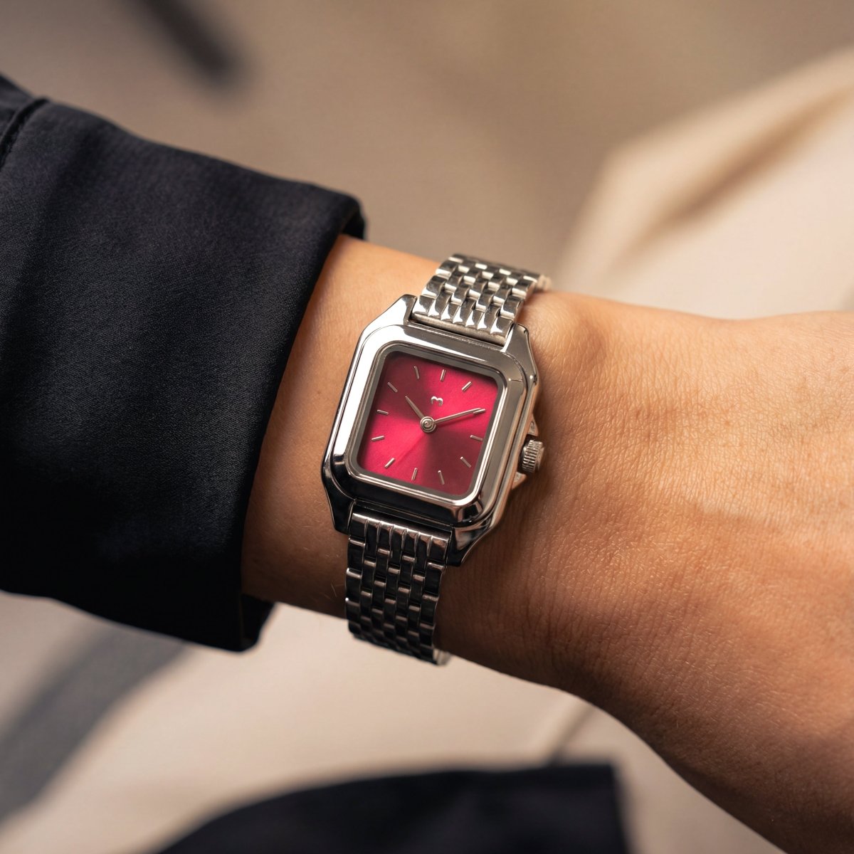 Hampton Watch ~ Silver-Garnet