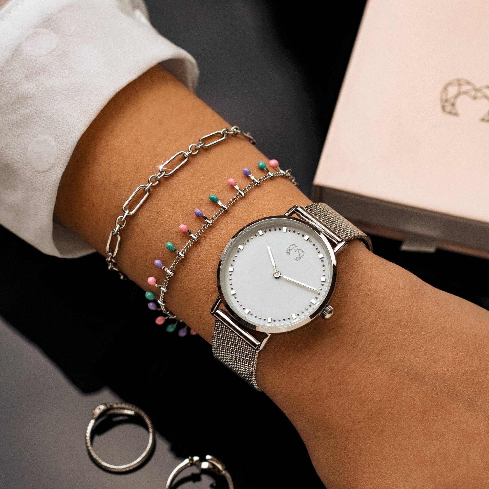 Juliet Watch ~ SilverWhite - SophiaJewels