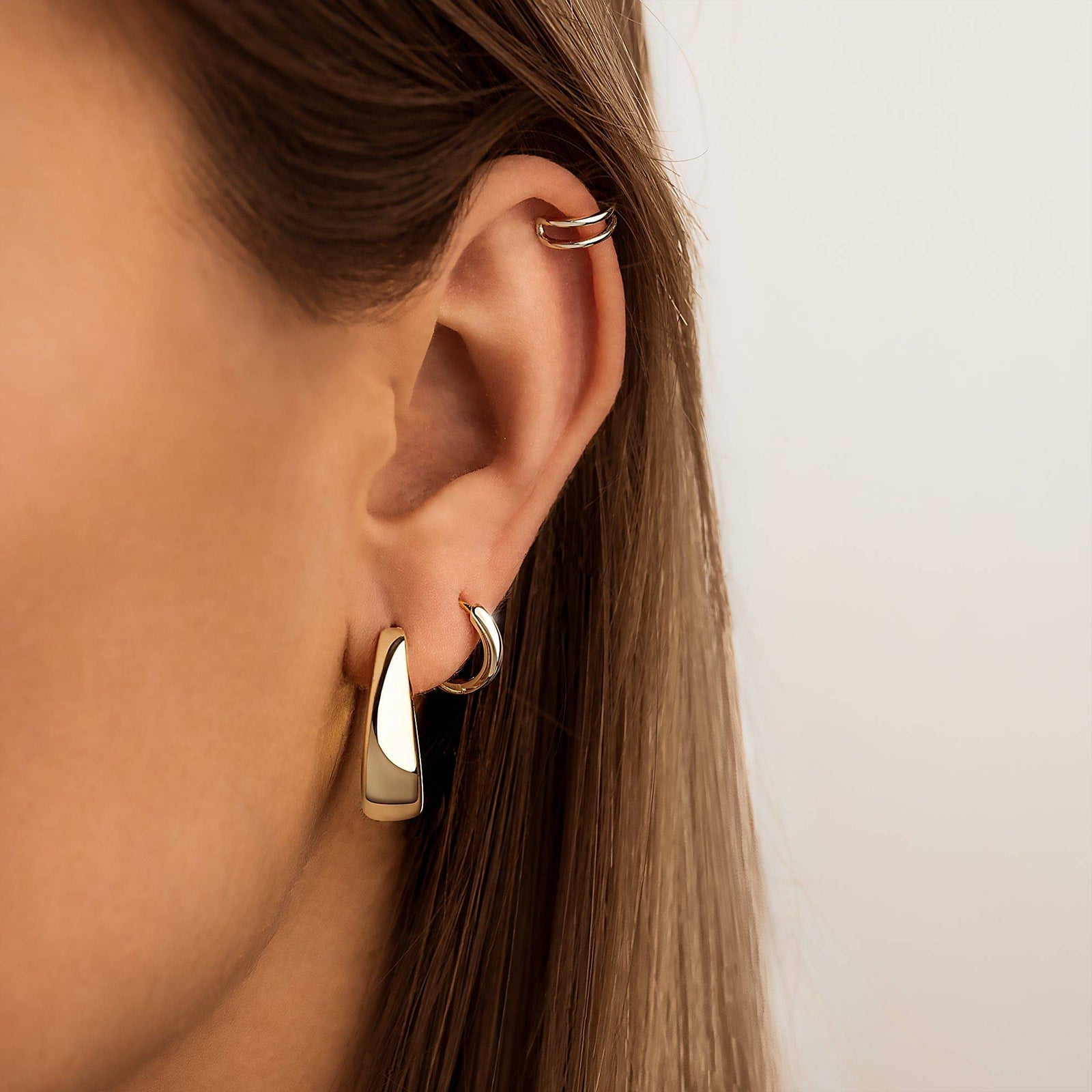 Oval Hoop Ring Earrings