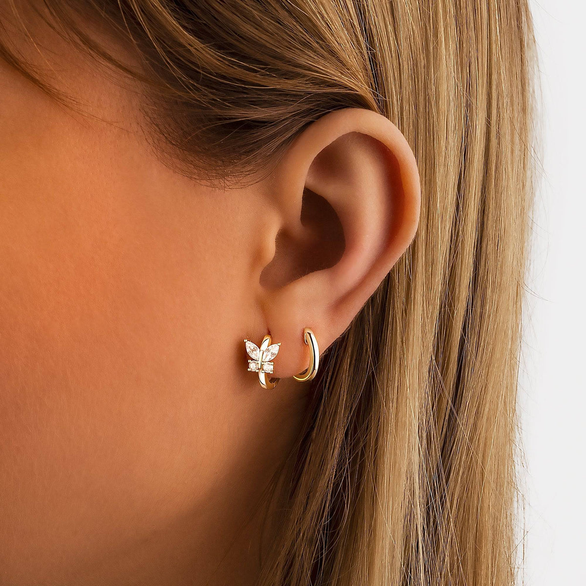 Crystal Butterfly Hoop Earrings