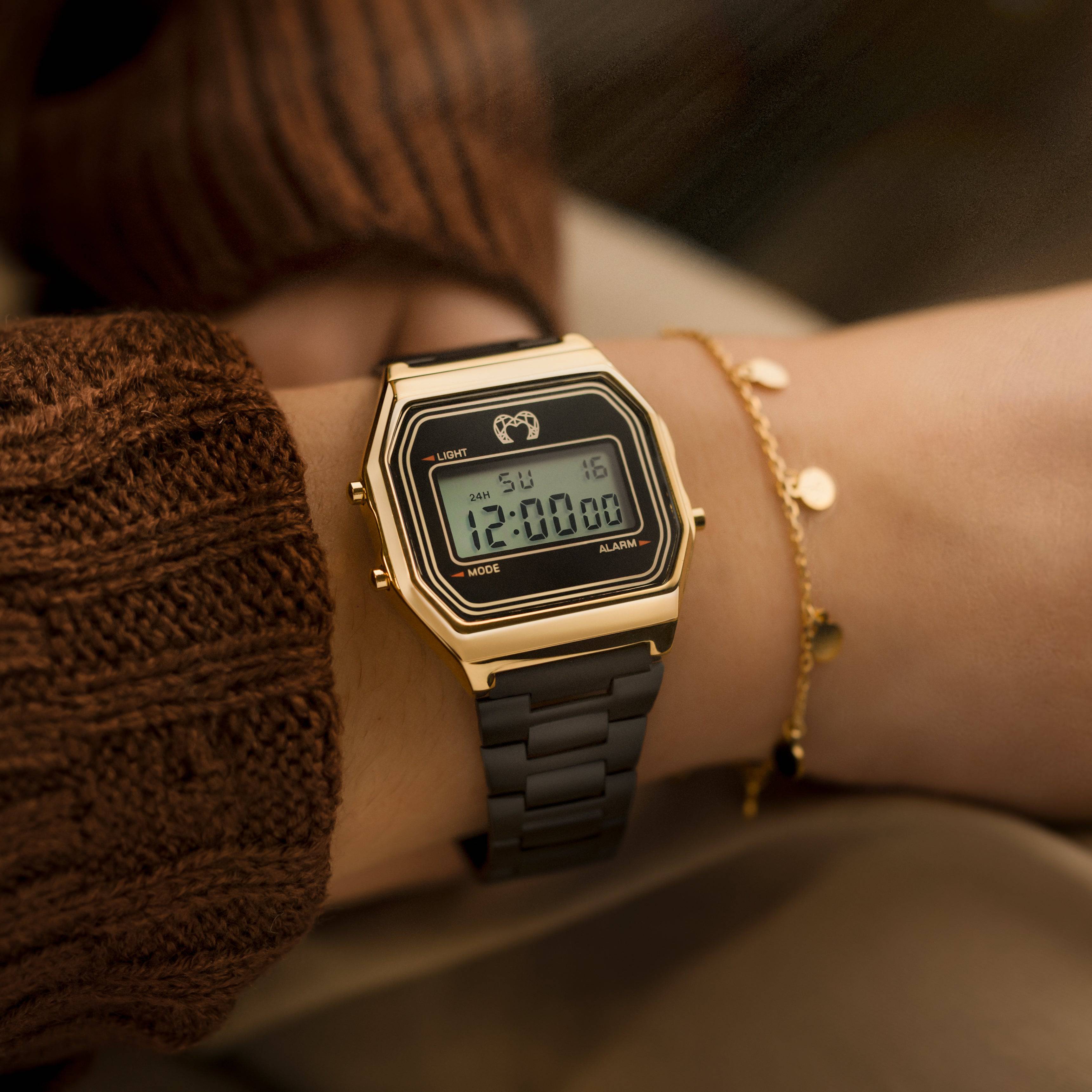 "Vintage" Digital Watch ~ BlackGold - SophiaJewels