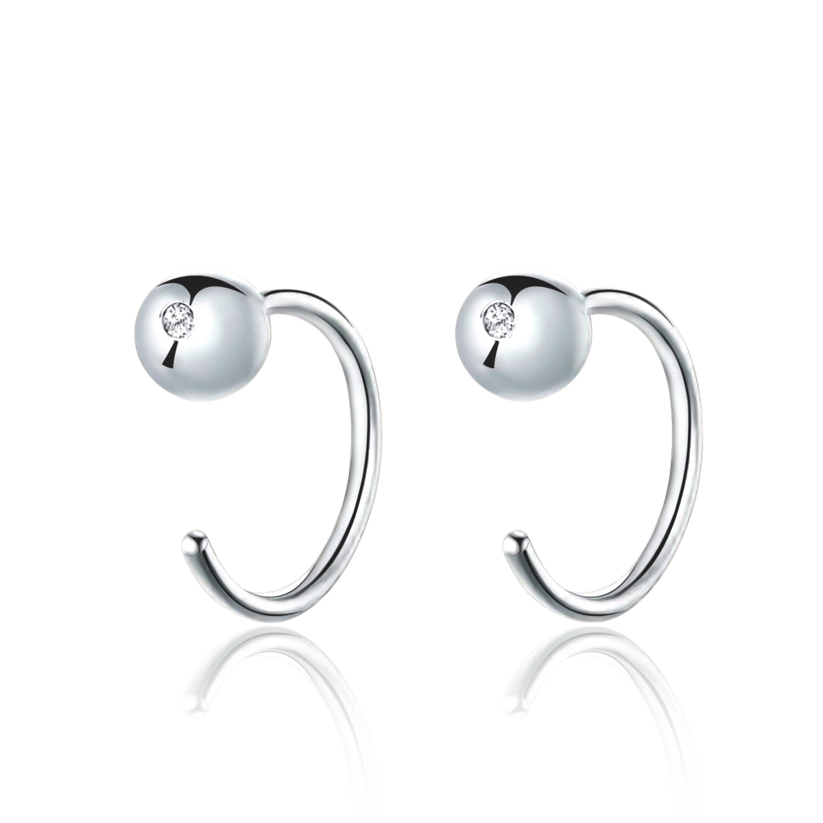 Half Ring Ball Earrings - SophiaJewels