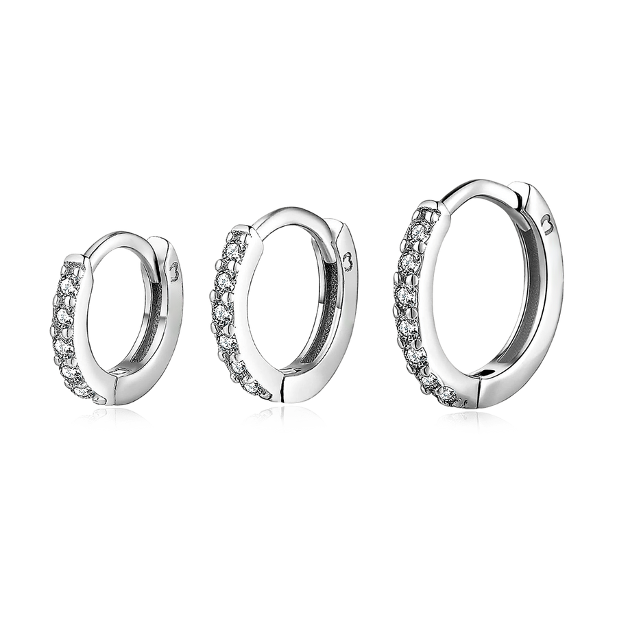 Triple Hoop Earrings — the set of three hoops in the Silver finish