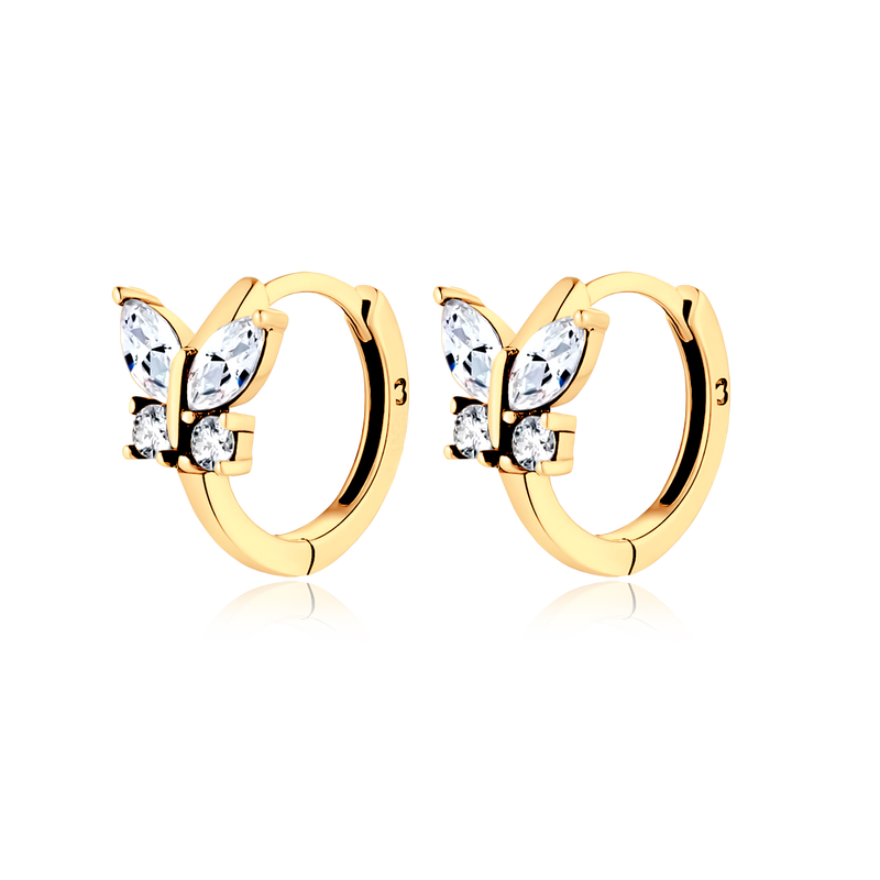 Crystal Butterfly Hoop Earrings
