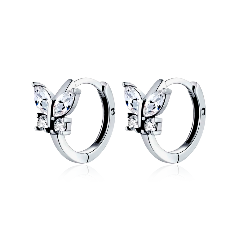 Crystal Butterfly Hoop Earrings