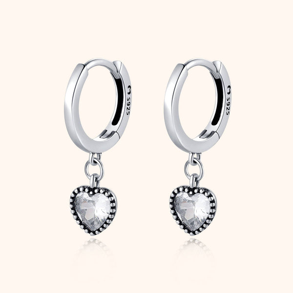 韓国人気【TOU】[silver925] Crystal two heart earring☆追跡付 Silver heart Earrings Tabit | TOUS