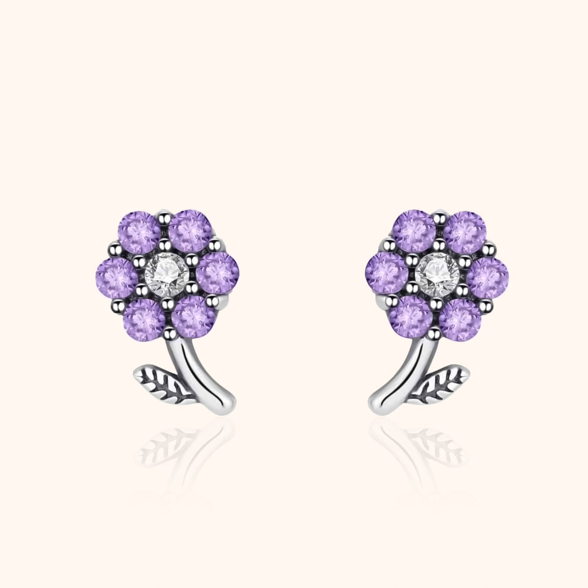 Violet Flower Earrings