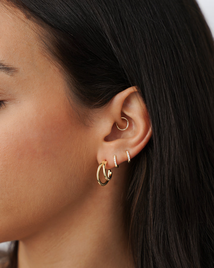 Close-up of a Triple Hoop earring and its zirconia stones
