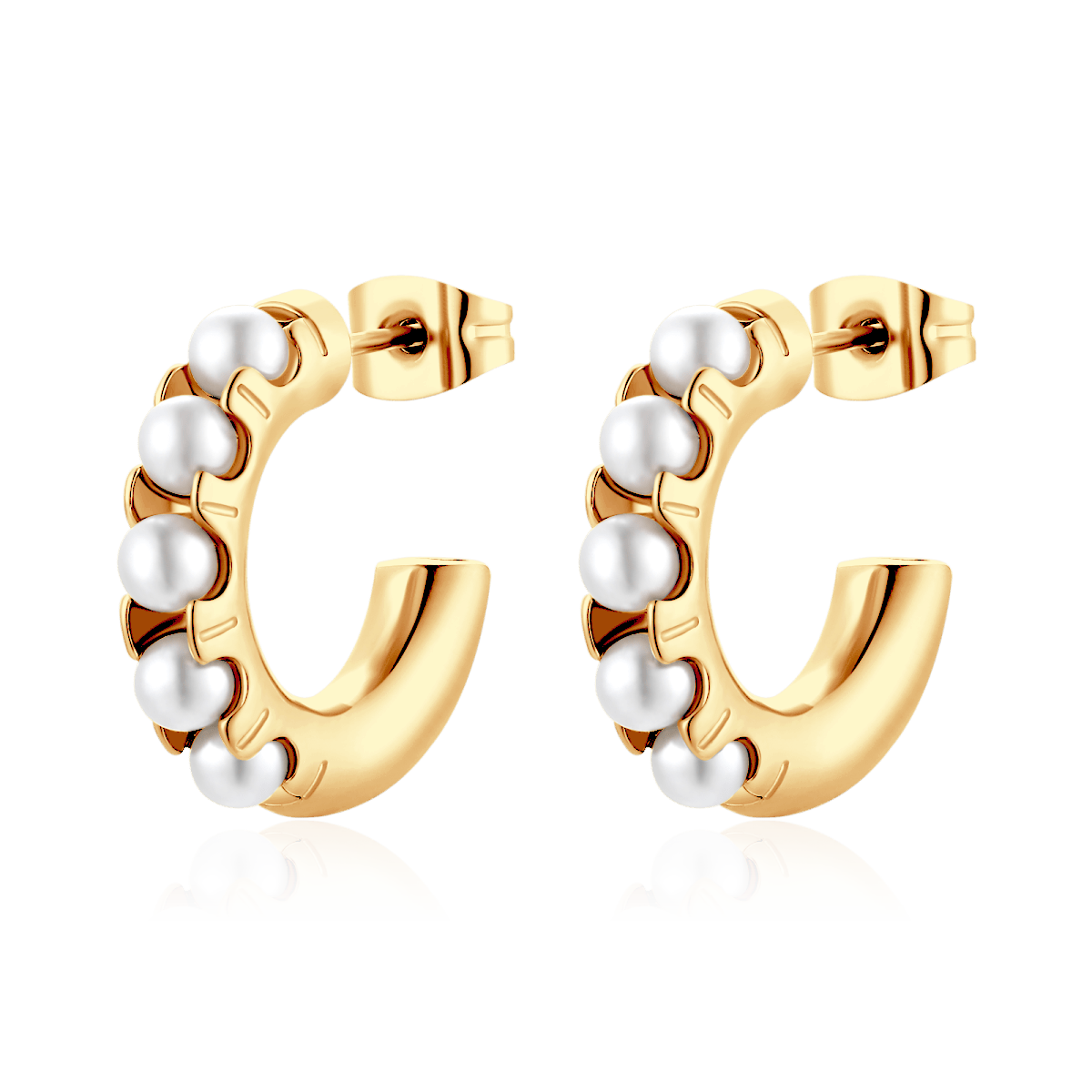 Half Ring Pearly Earrings