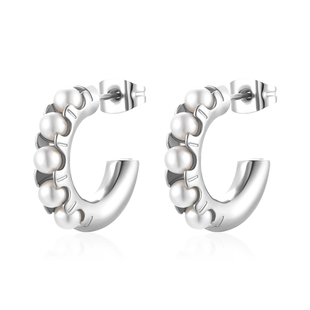 Half Ring Pearly Earrings