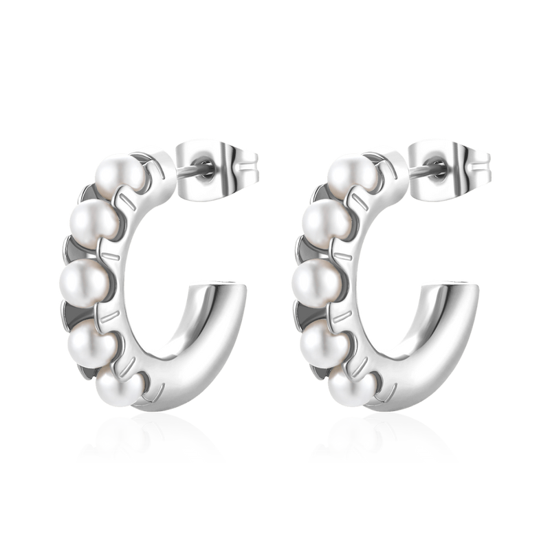 Half Ring Pearly Earrings