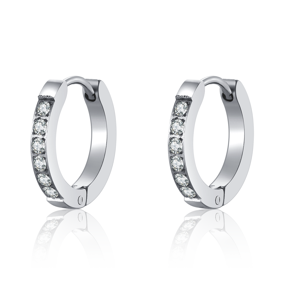 White Zirconia Hoop Earrings