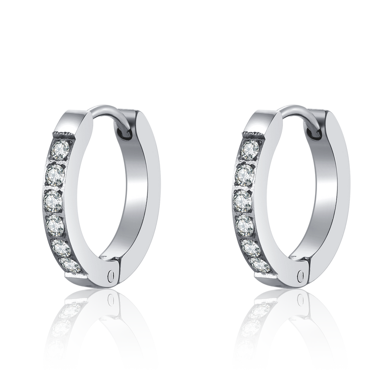 White Zirconia Hoop Earrings