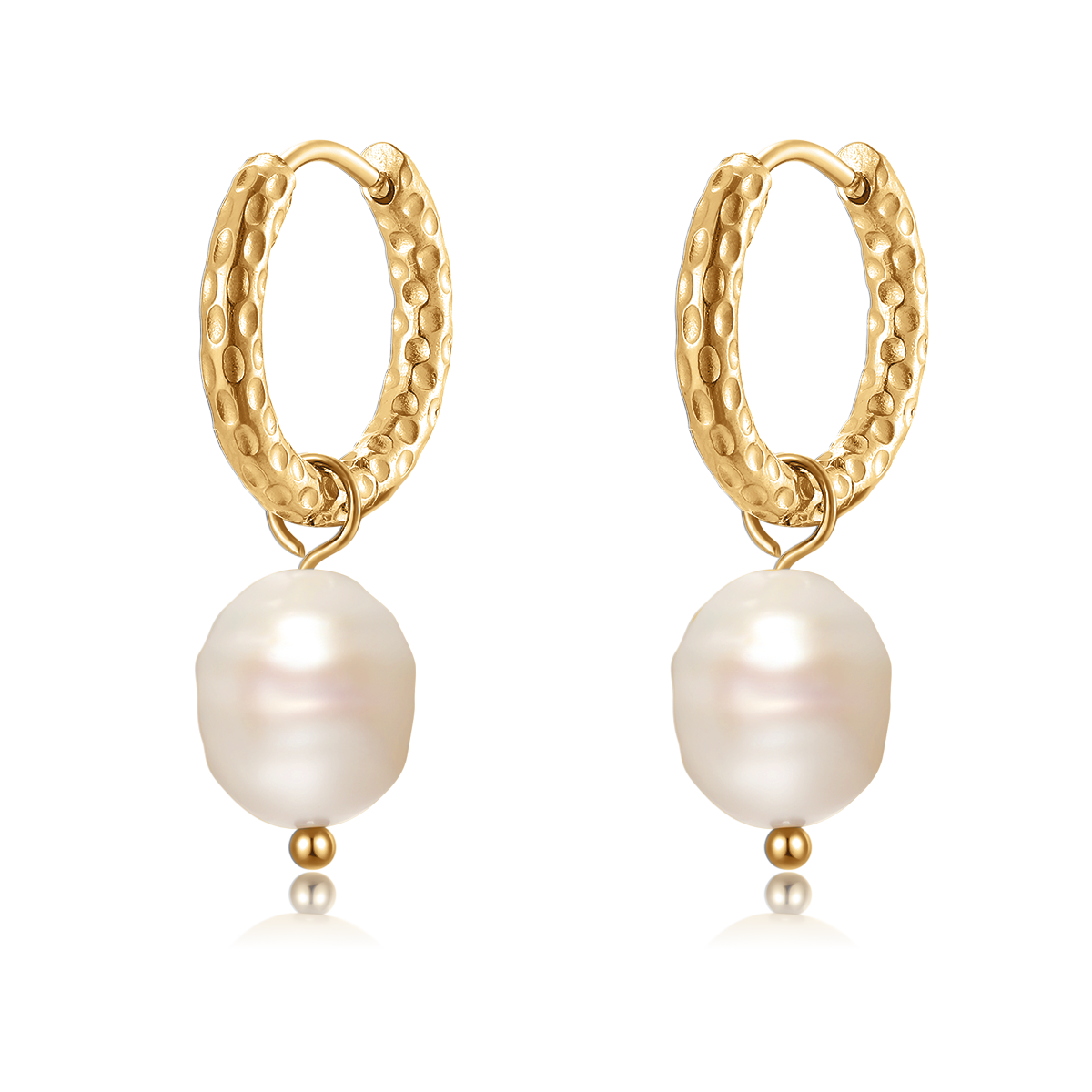 Slender Pearl Hoop Earrings