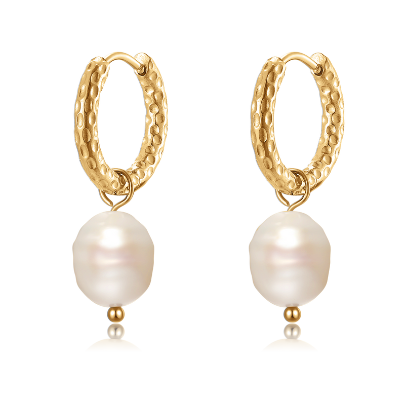 Slender Pearl Hoop Earrings