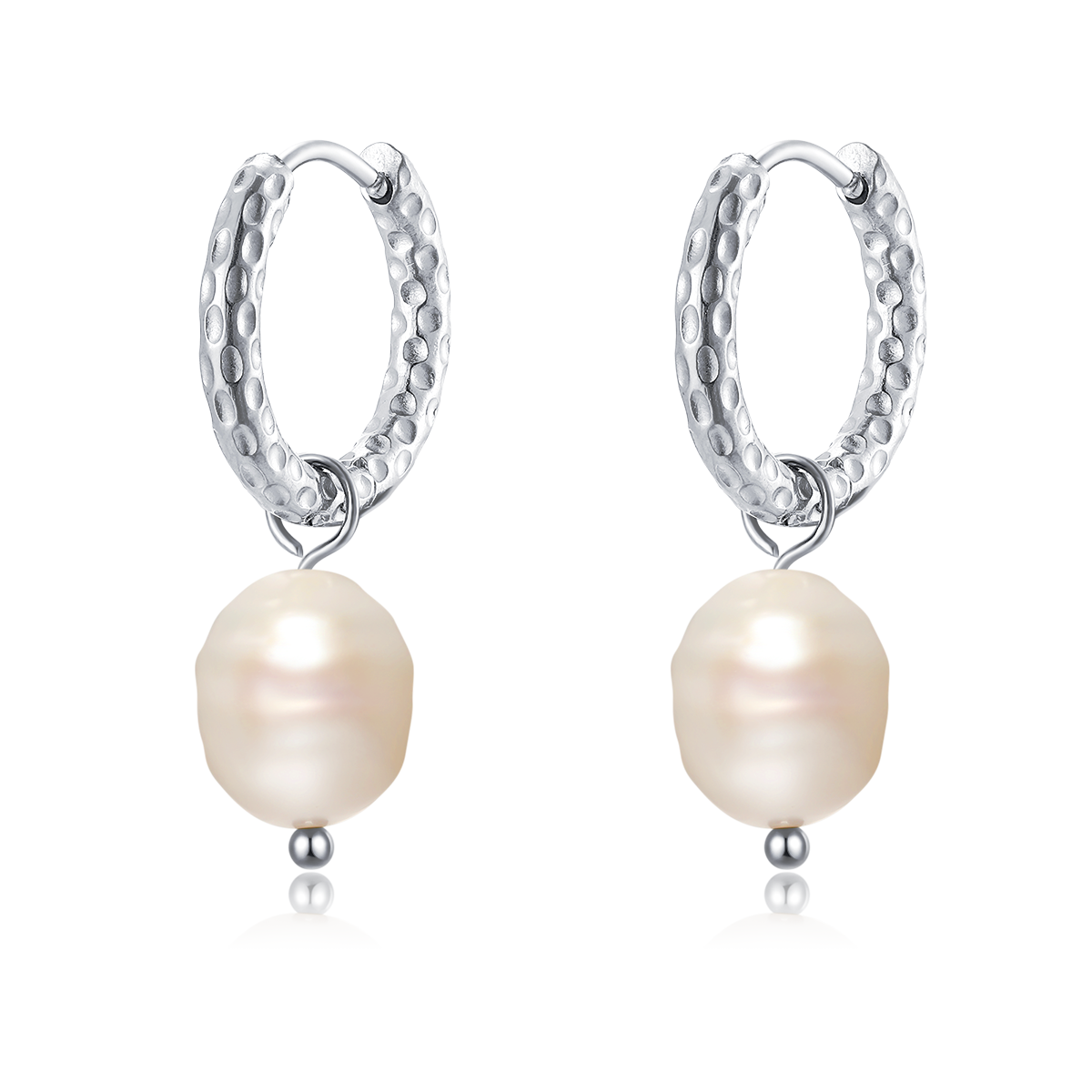 Slender Pearl Hoop Earrings