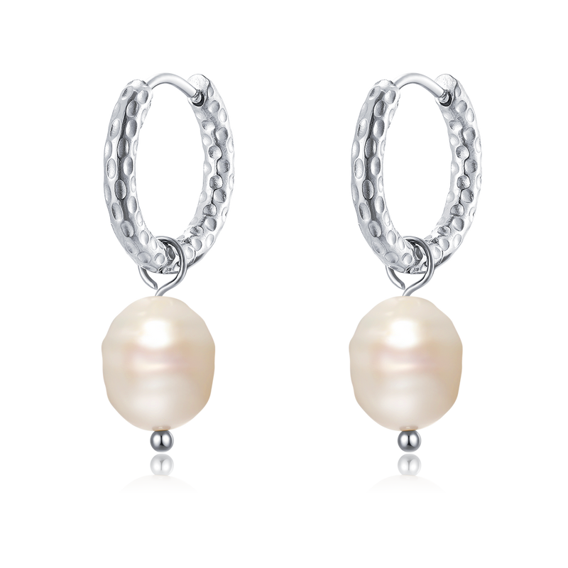 Slender Pearl Hoop Earrings